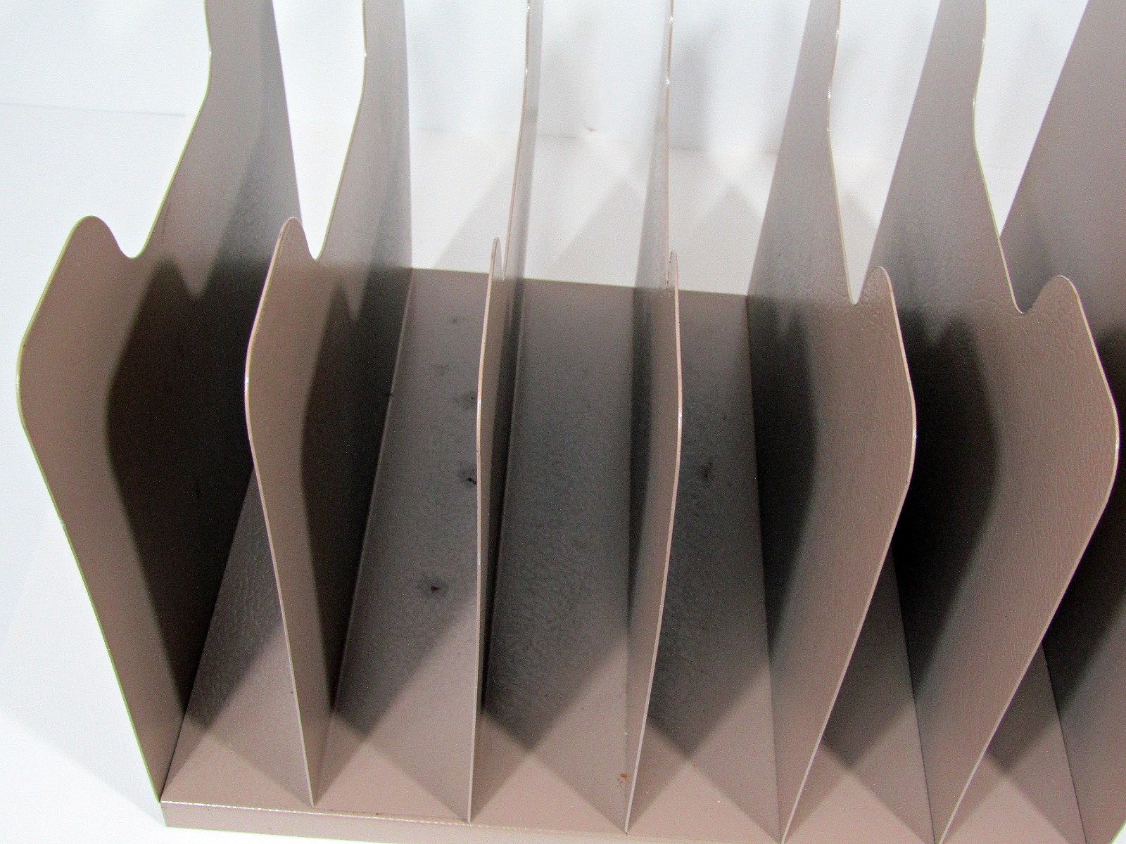 Vintage Wall-Mount Steel Letter File Organizer – 7-Tier Taupe Desk/Office
