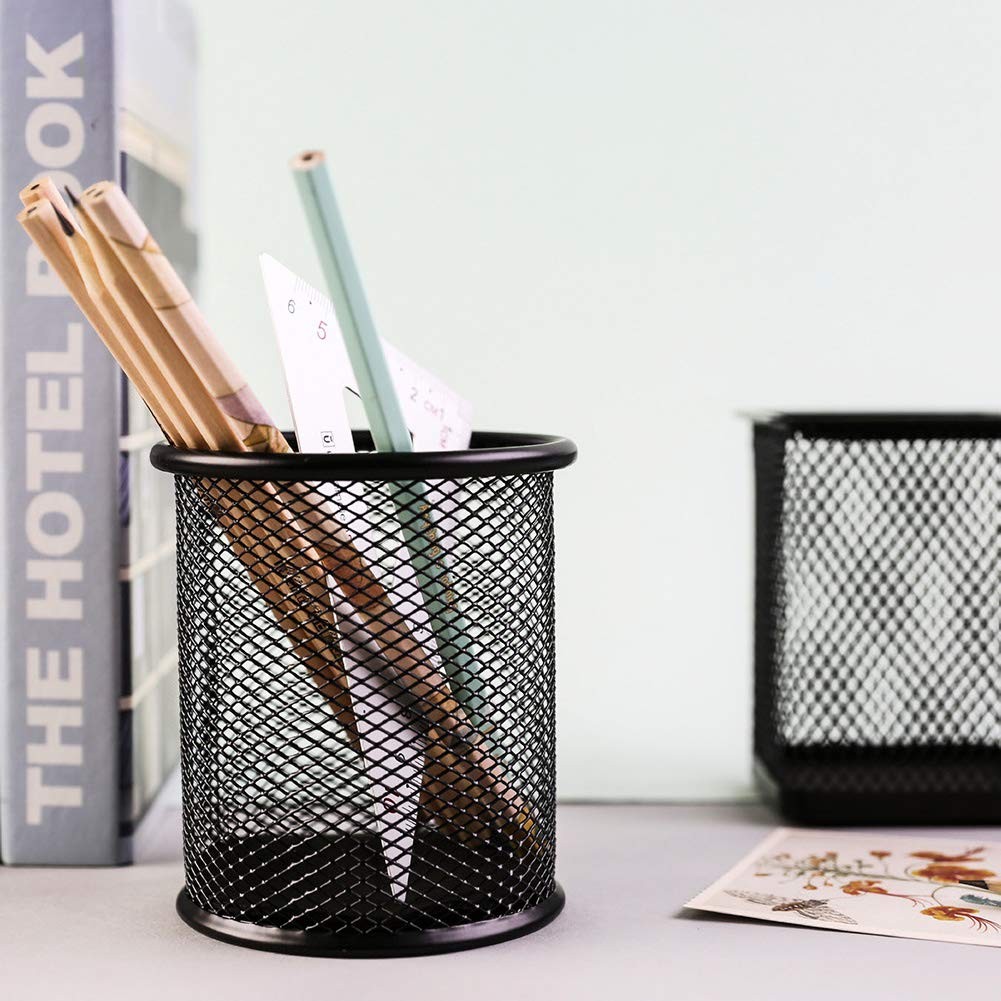 4 Packs Wire Mesh Pencil Holder Metal Pen Cup Desk Pen Organizer Case Pencil …