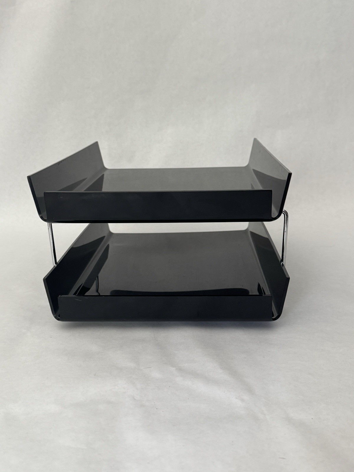 Vintage Plastic Chrome Steel Duk-It McDonald Design MCM Black Letter Paper Trays