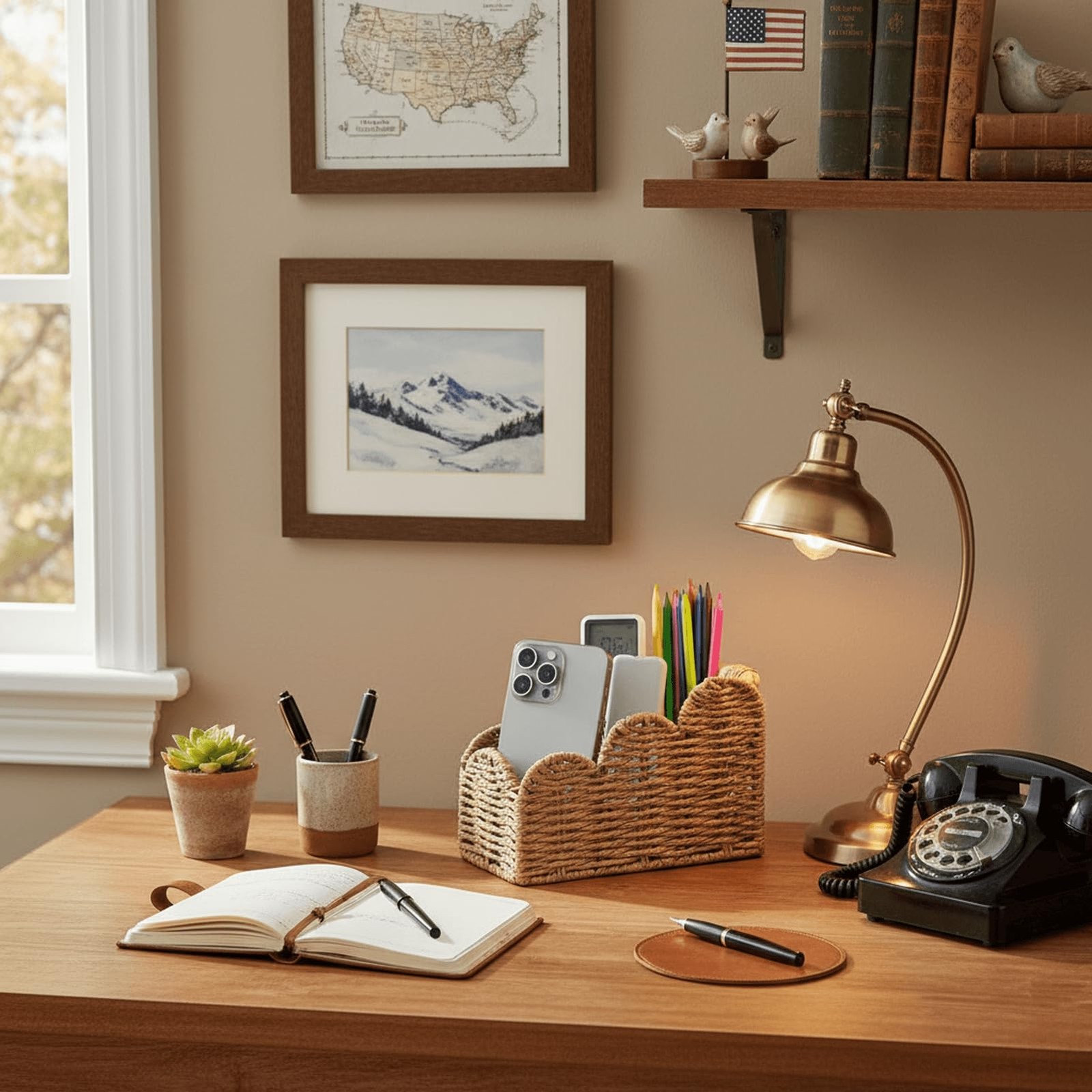 Bedside Table Desk Organizer Caddy, Remote Pen&Pencil Holder Cup, Makeup Brus…