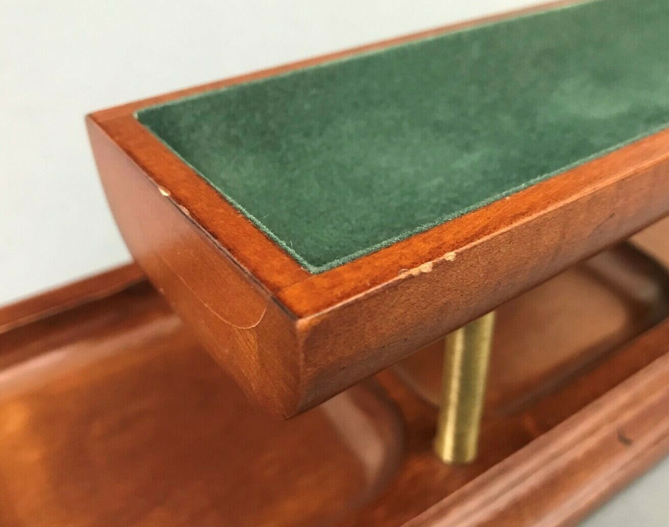 Bombay Co 1996 2 Tier Wood Office Desktop Organizer Dresser Tray Brass Corners