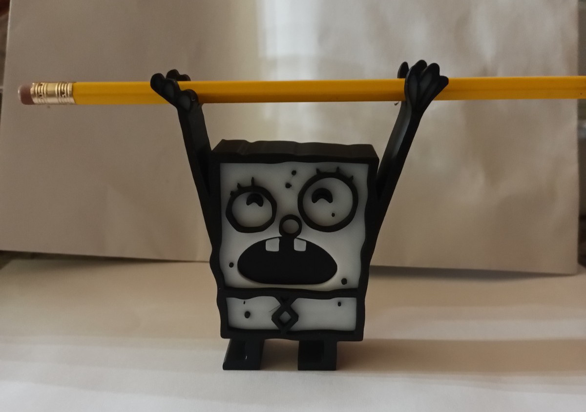 DOODLEBOB PENCIL/PEN HOLDER-HARD PLASTIC-GREAT DESK DECORATION