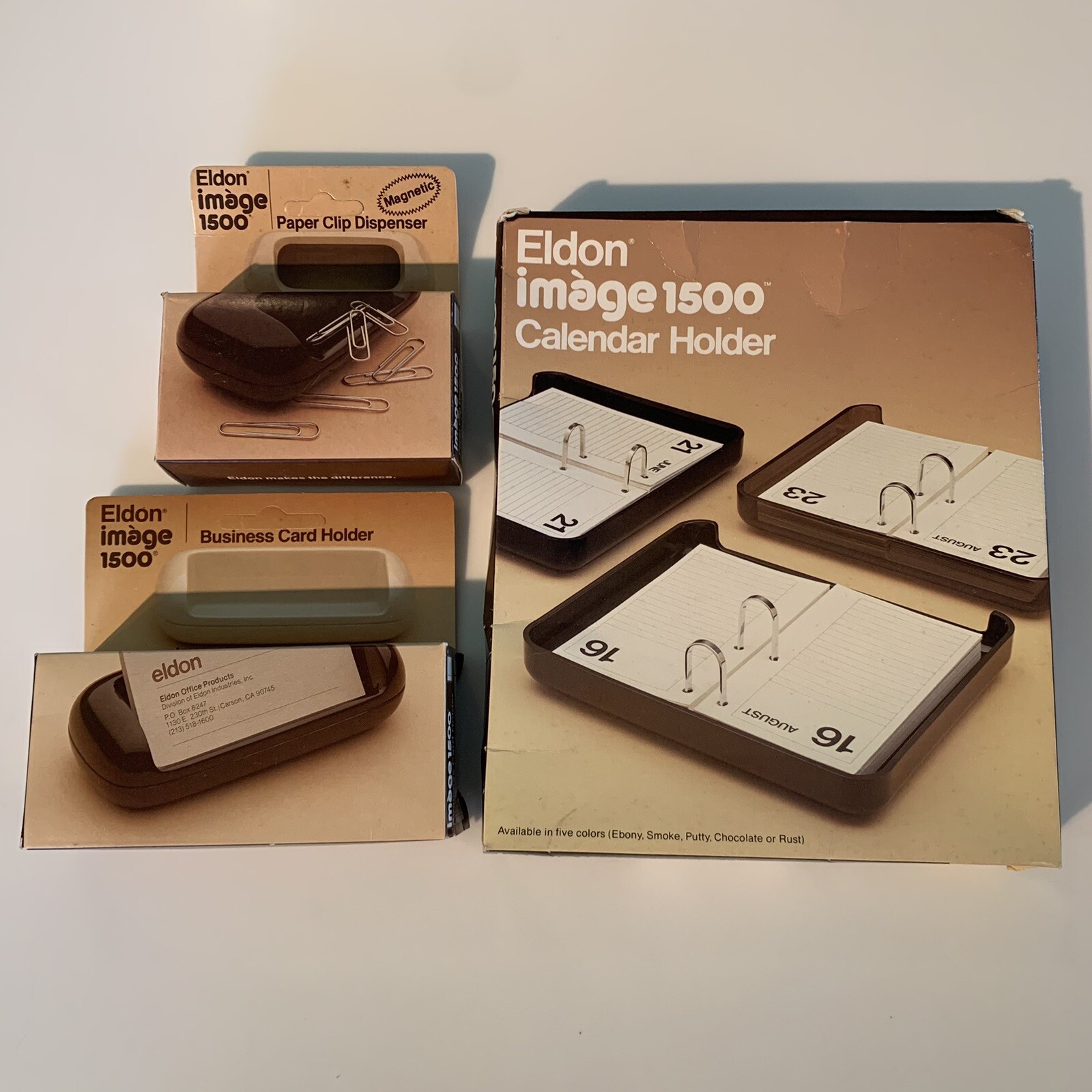 NEW Vintage 80’s Eldon Office Desk Set 3 Pcs image 1500 /SMOKE Retro MCM / NIB