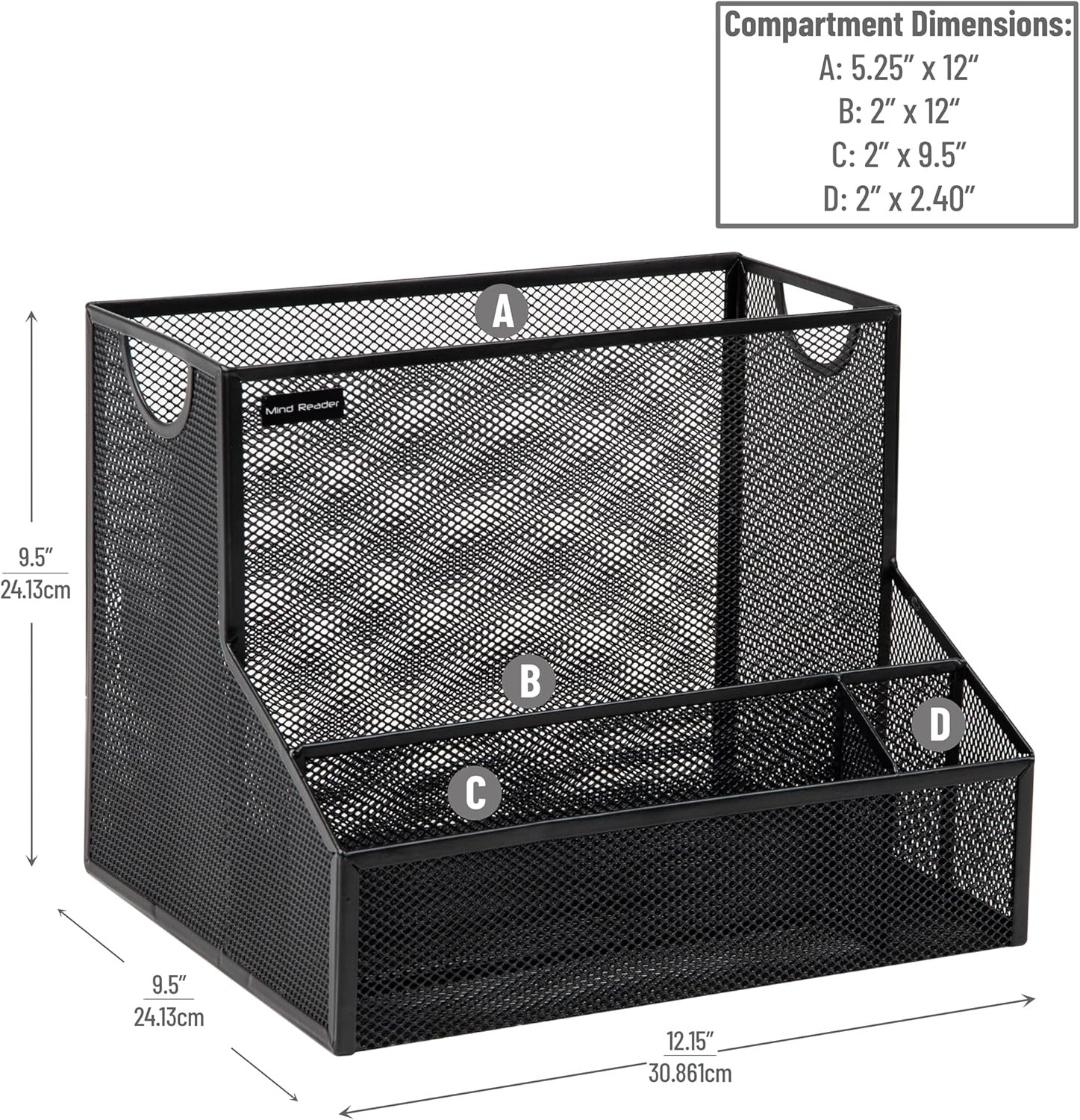 Desktop Organizer with Hanging File Storage, 4 Compartment Letter Size File Hold