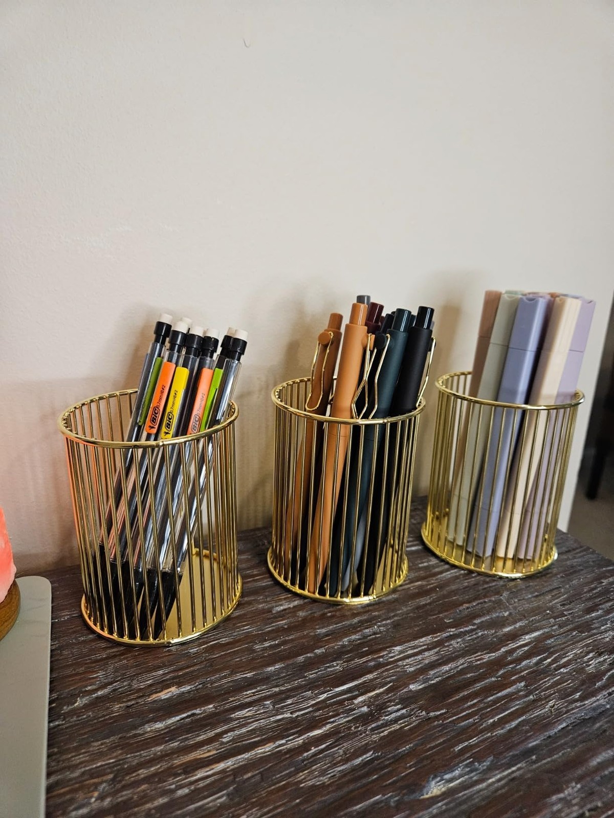2Pcs Post sticky Note Holder + Pens Holders,Desk organizer sets,Gold Metal su…