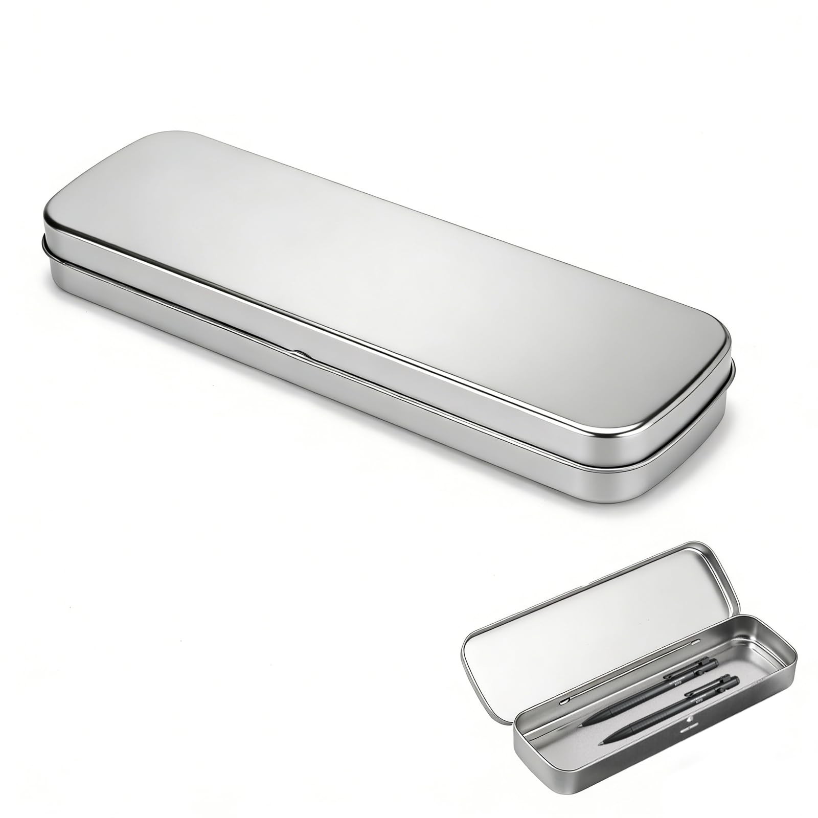 YKEBVPW Metal Pencil Box Tin Case Small Tins with Lid Empty Rectangular Boxes…
