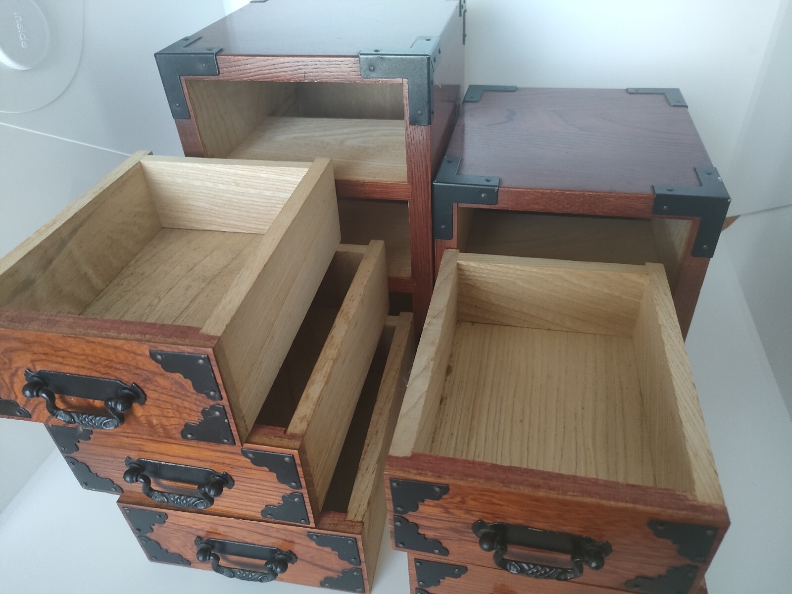 Wood Chest Showa Vintage 2 sets (3 drawers + 2 drawers) Limited Japan