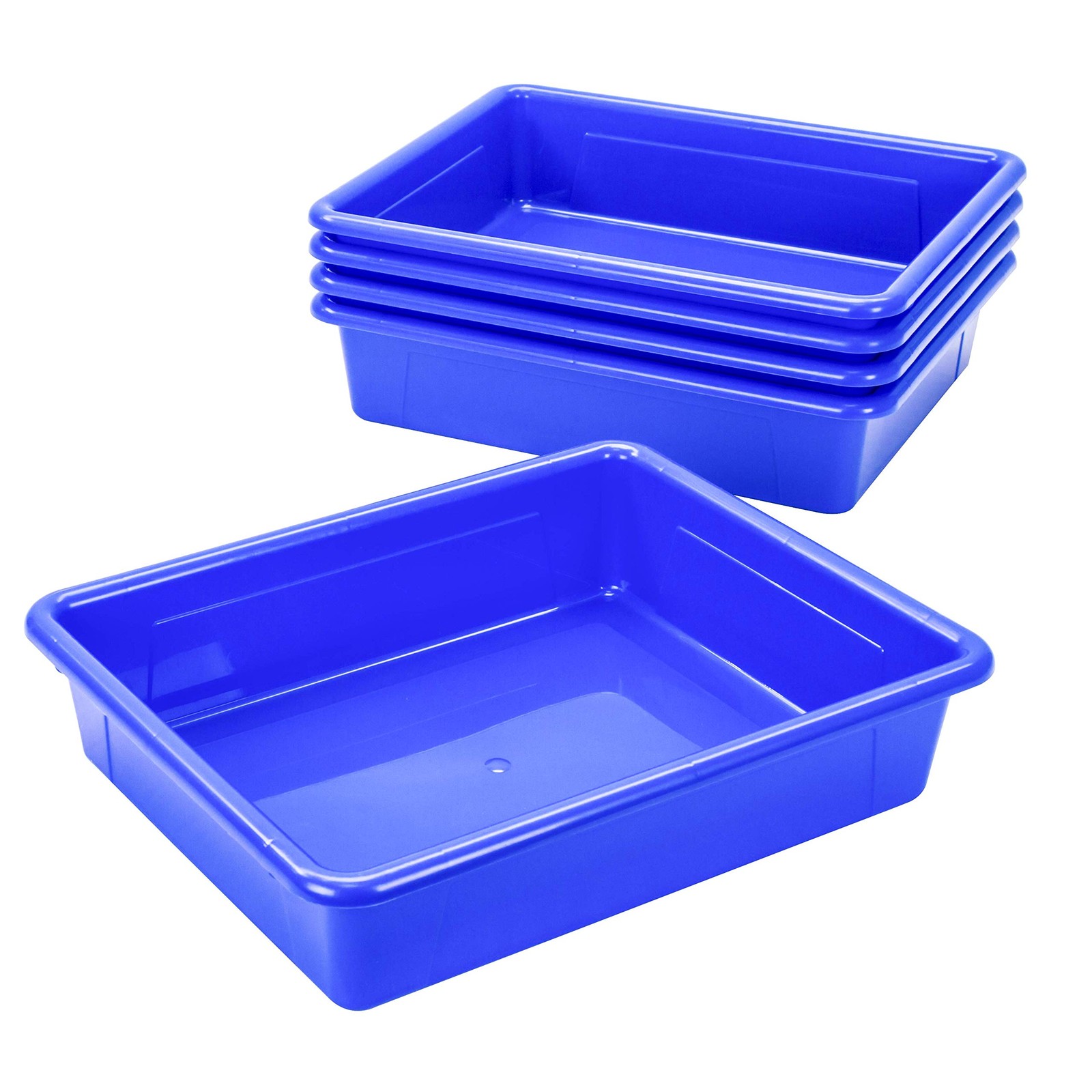 Storex Letter Size Flat Storage Bin For Classroom Office And Home Blue 5-Pack