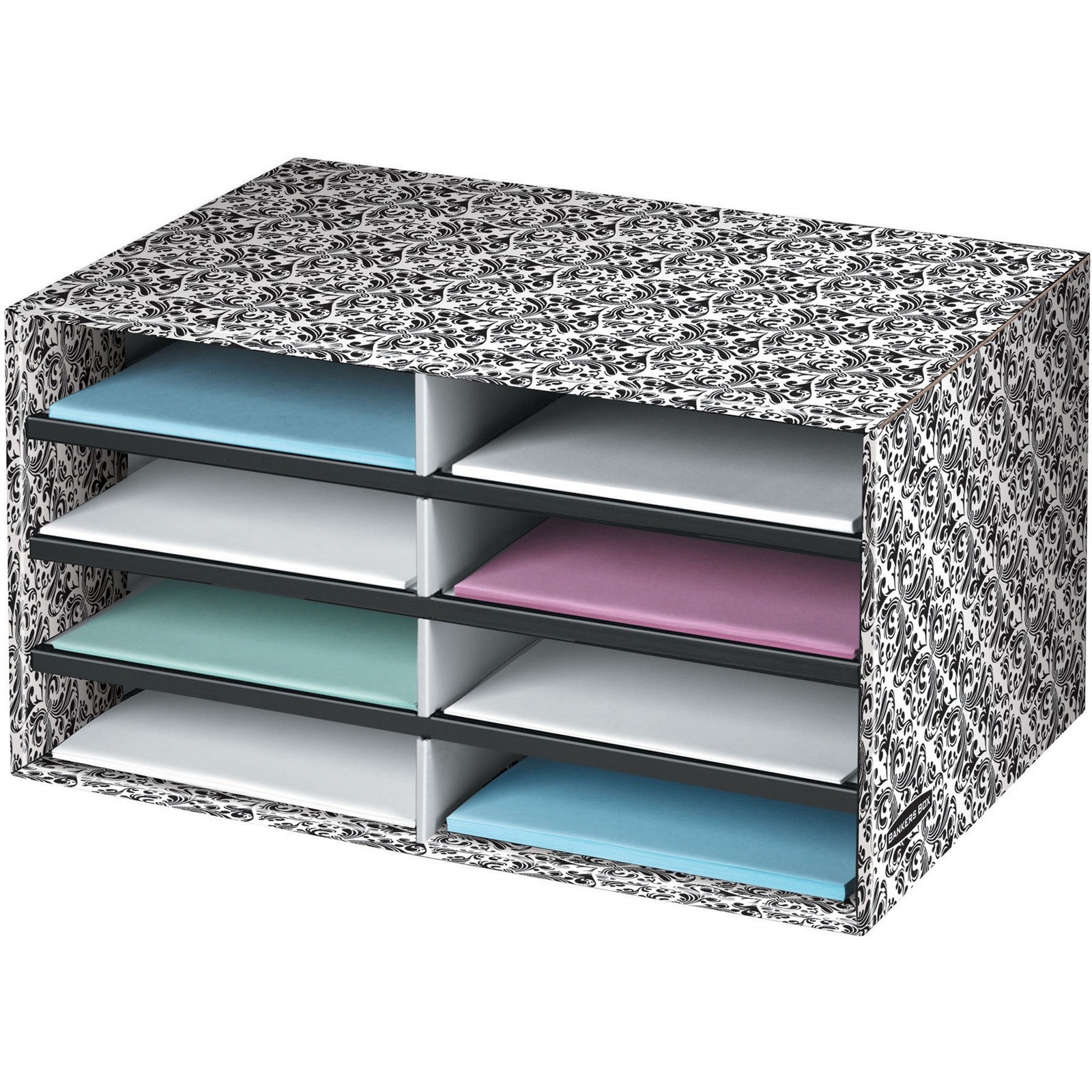 Fellowes 6171301 Literature Sorter 8 Compartment White/Black