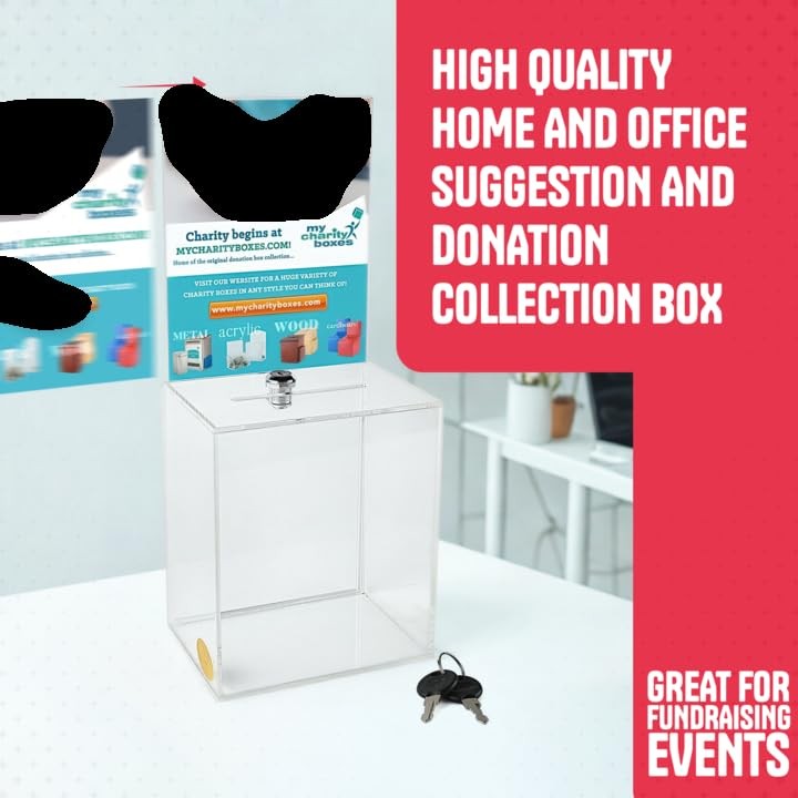 My Charity Boxes Extra Large Suggestion And Donation Size 16 X 8 X 6 Clear