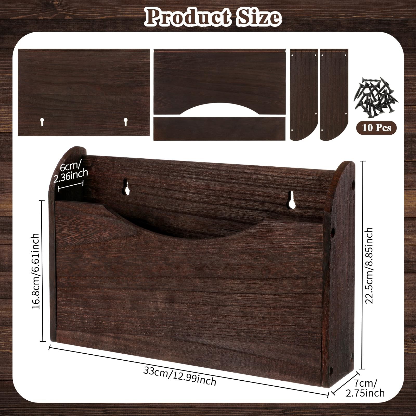Suzile Wall Mounted File Holder Wood Magazine Holder Wall Hanging File