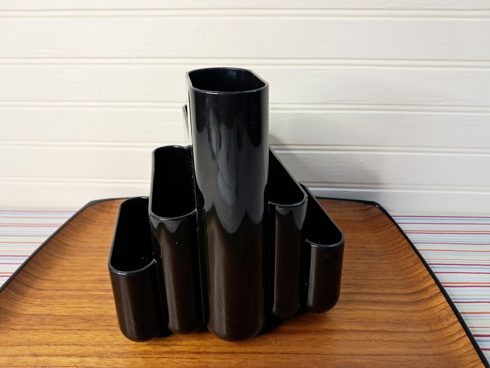 Vtg Tenex Desk Organizer Office Caddy Pencil Holder 80s Black Plastic USA 23340