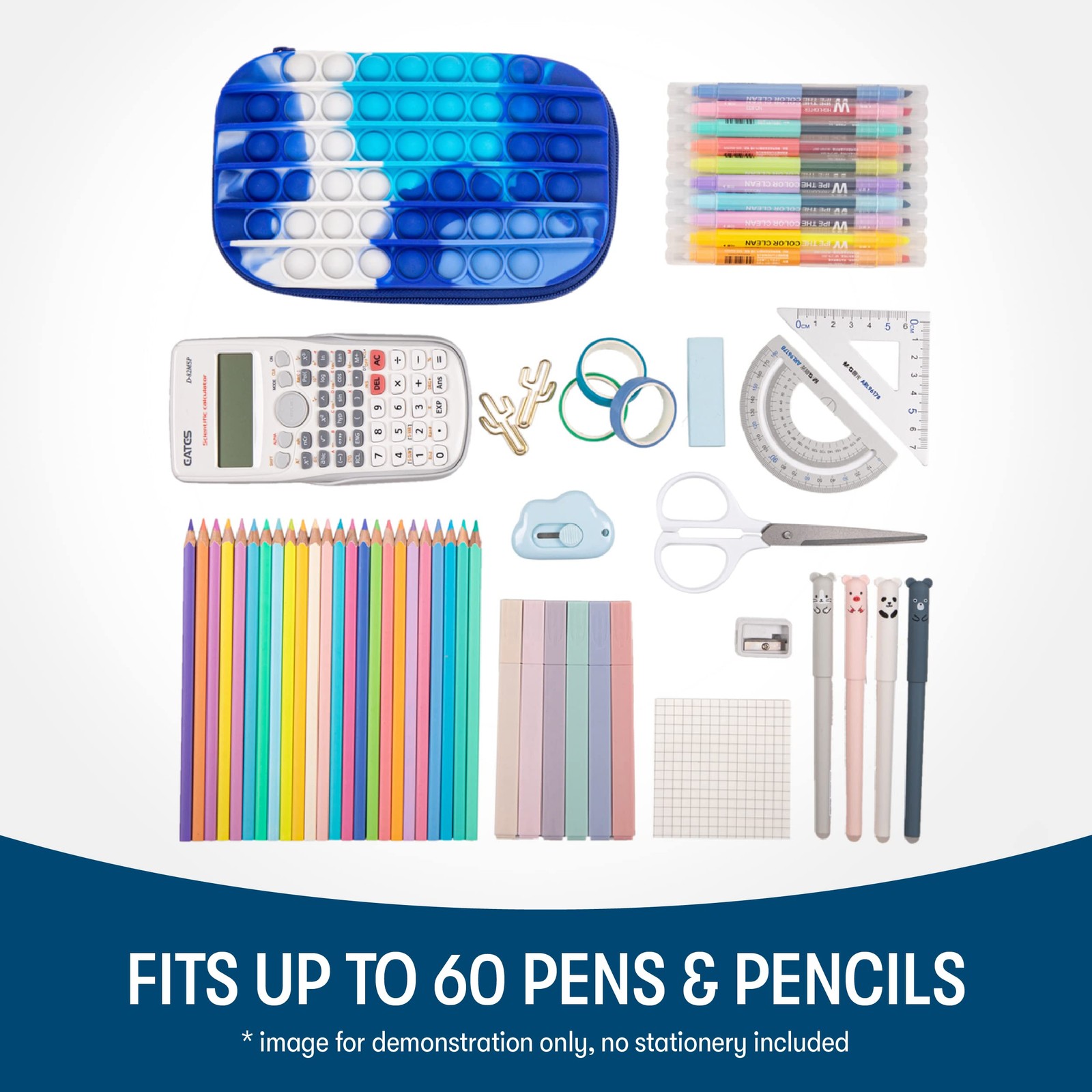 POP Pencil Case for Boys, Silicone Sensory Fidget Pencil Case for School, Lar…