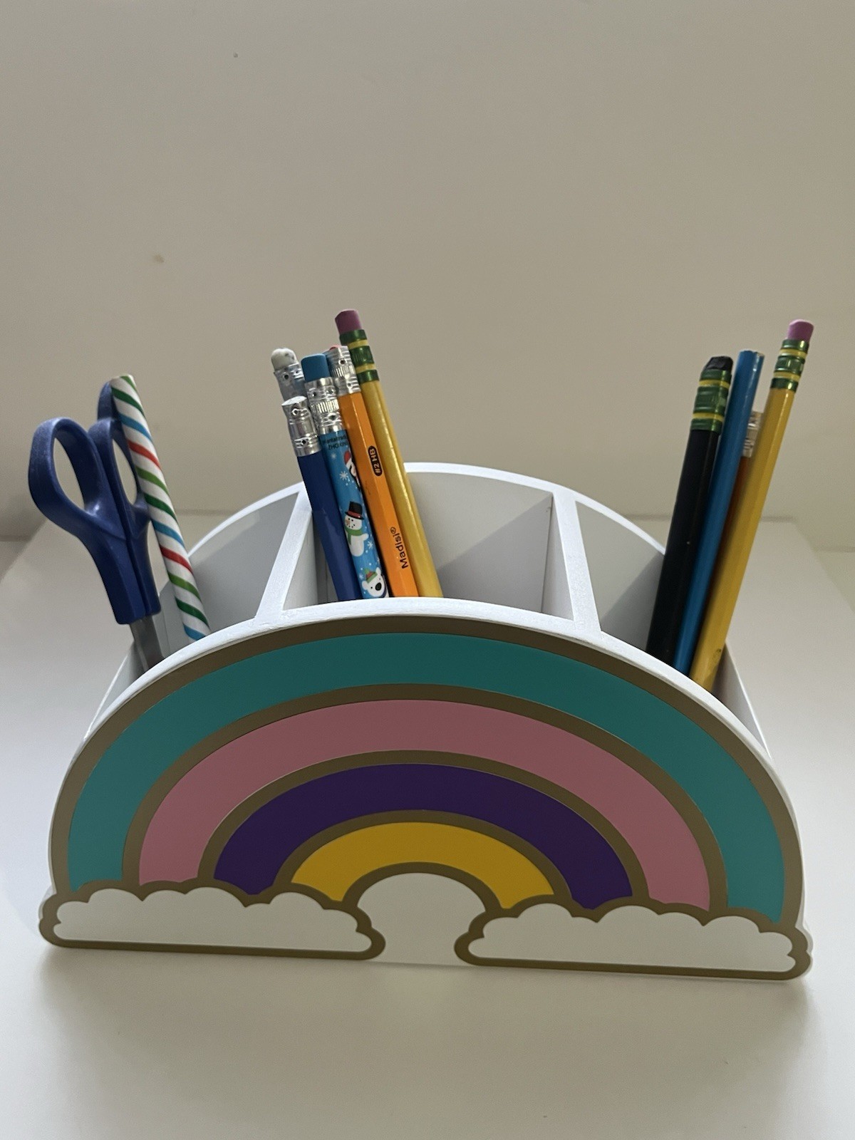 Rainbow Pen Holder ,handmade Organizador de escritorio oficina Hecho A mano .