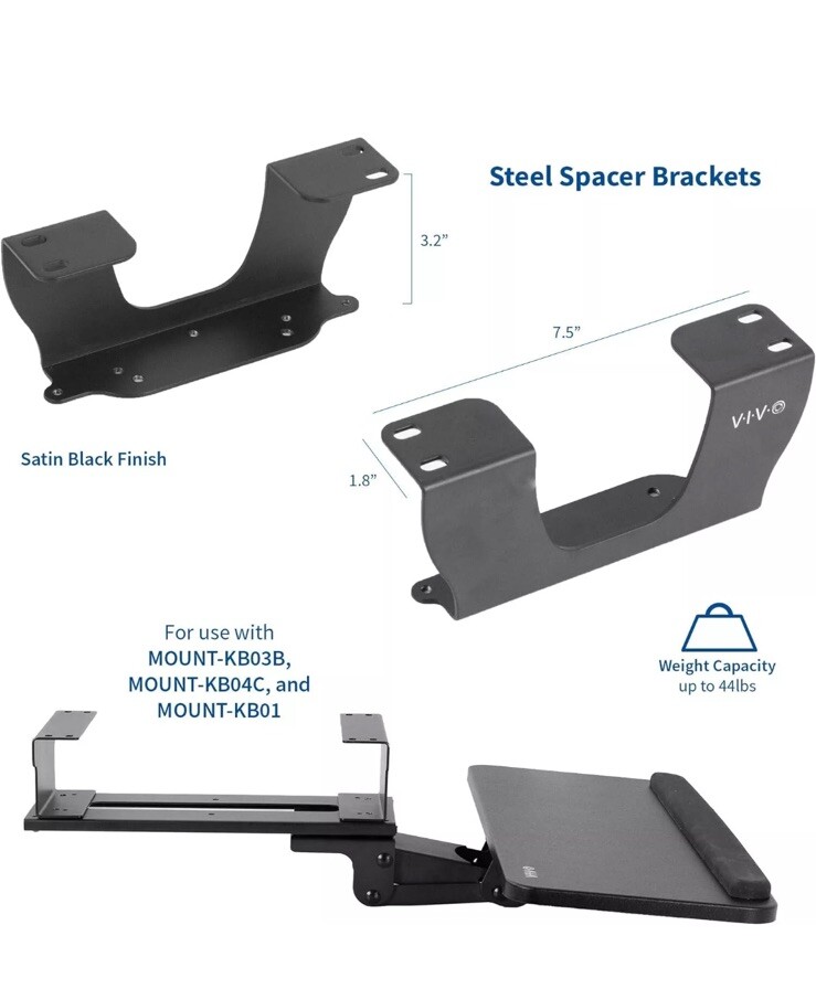 VIVO Steel Dual Spacer Brackets for Under Desk Keyboard and Kit, Black