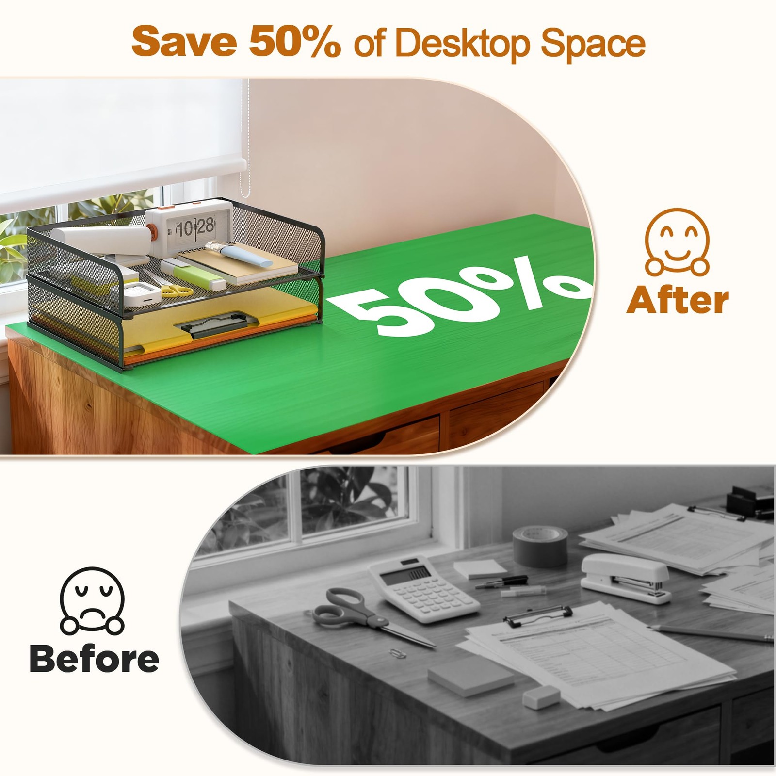 2-Pack Metal Mesh Stackable Paper Letter Trays Organizer for Classroom,Office…