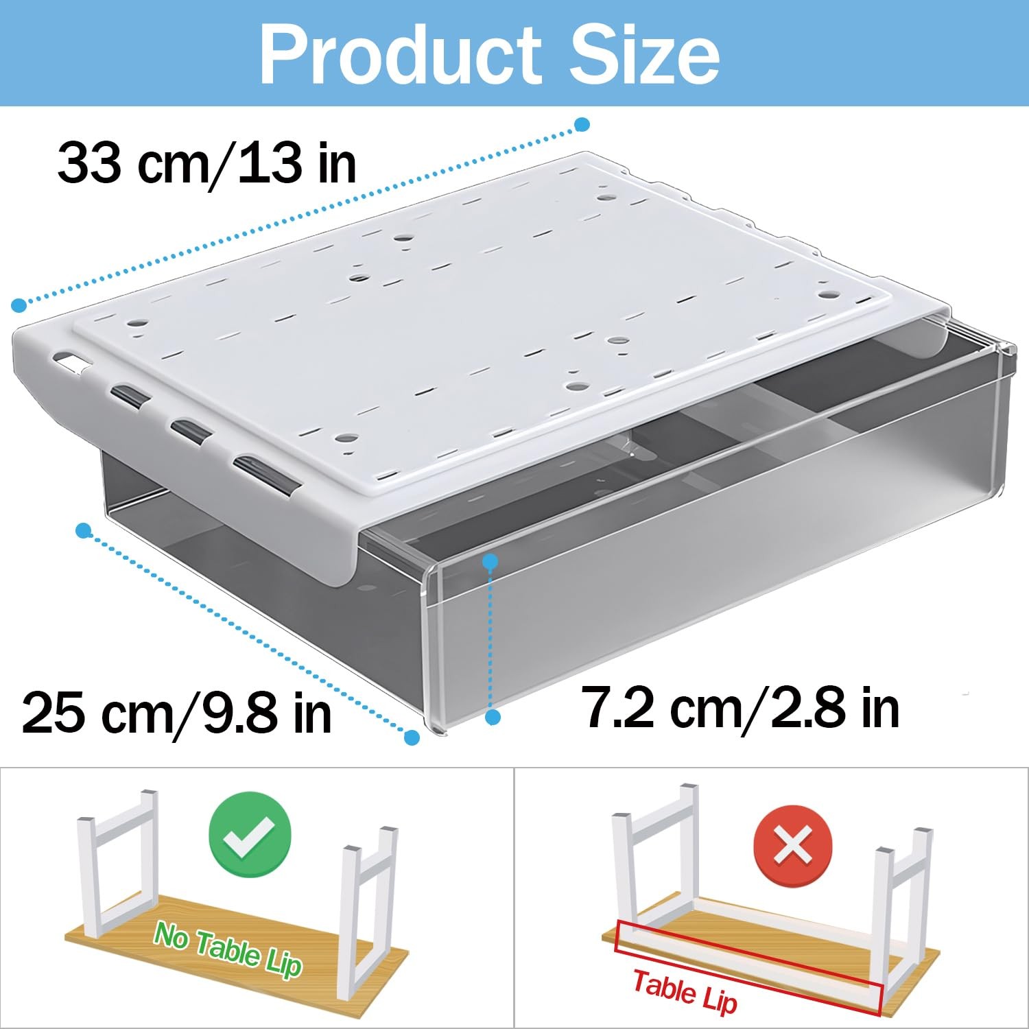 Large Under Desk Table Drawer Storage Organizer A4 Hidden SelfAdhesive Tray