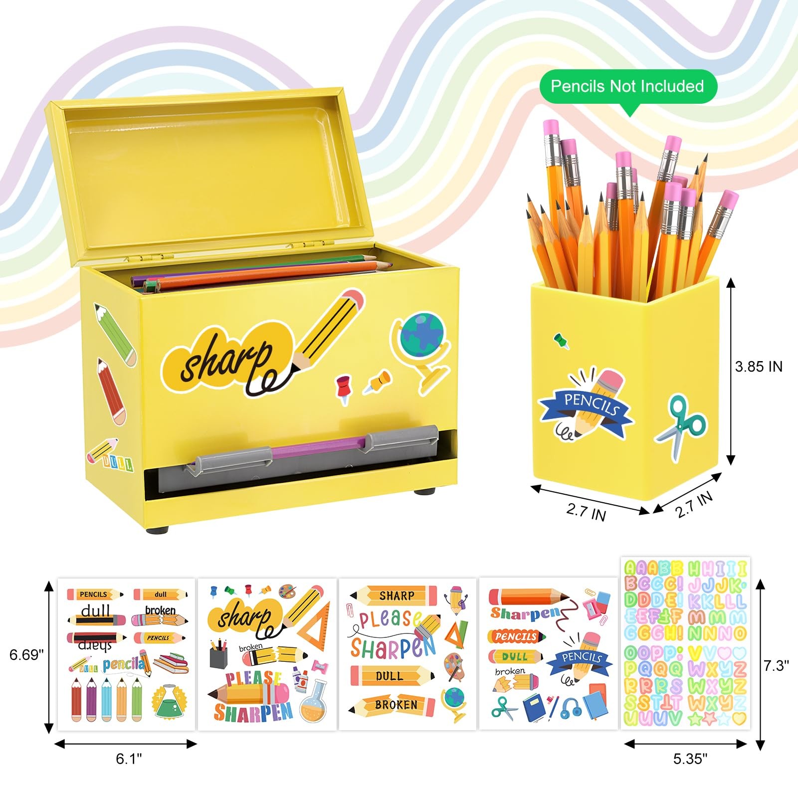 Pencil Dispenser for Classroom Stainless Steel Pencil Holder for Desk, Pencil…