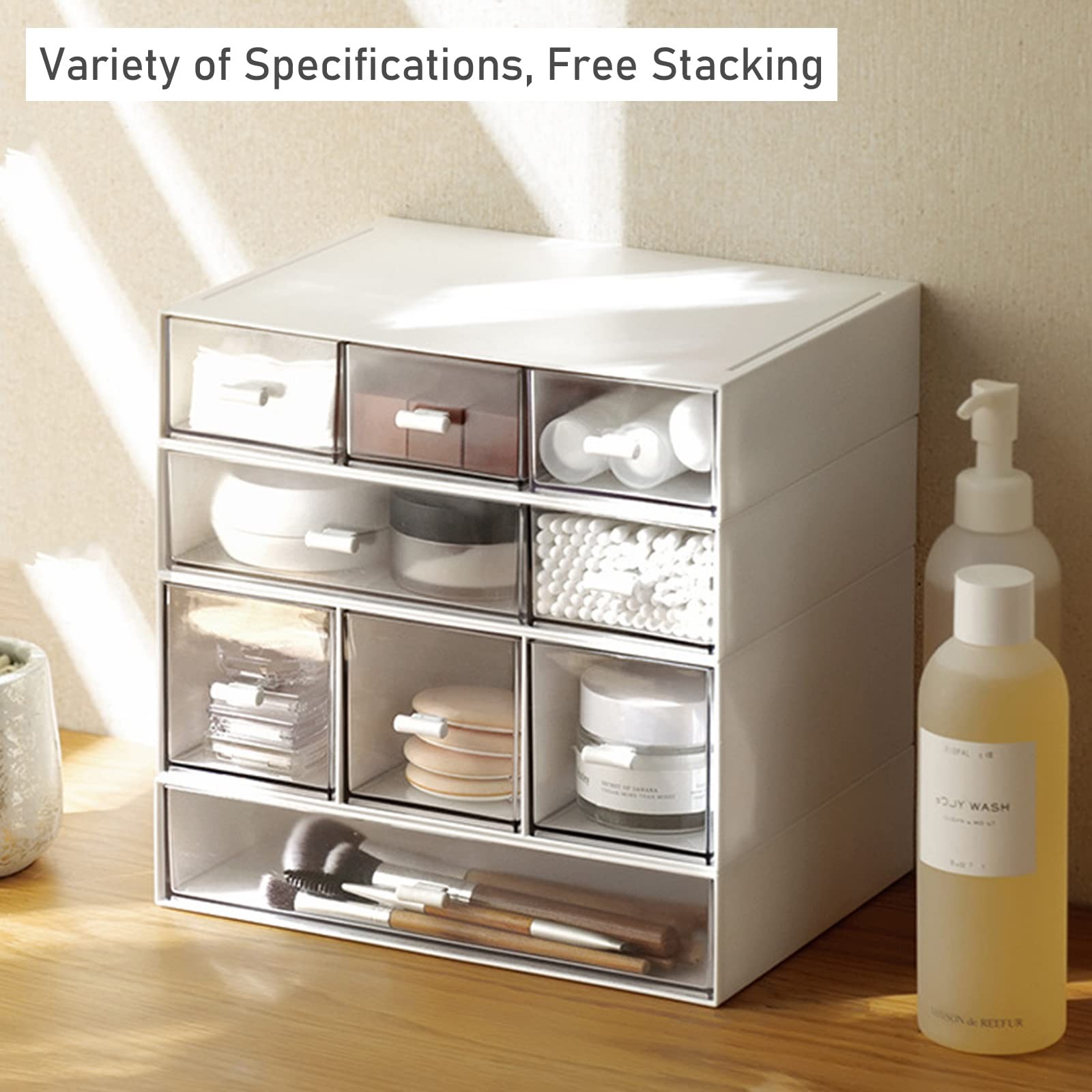 Desk Organizer-3 Tier Stackable 9*6.5*2inch – 1+2+3 Compartment, White