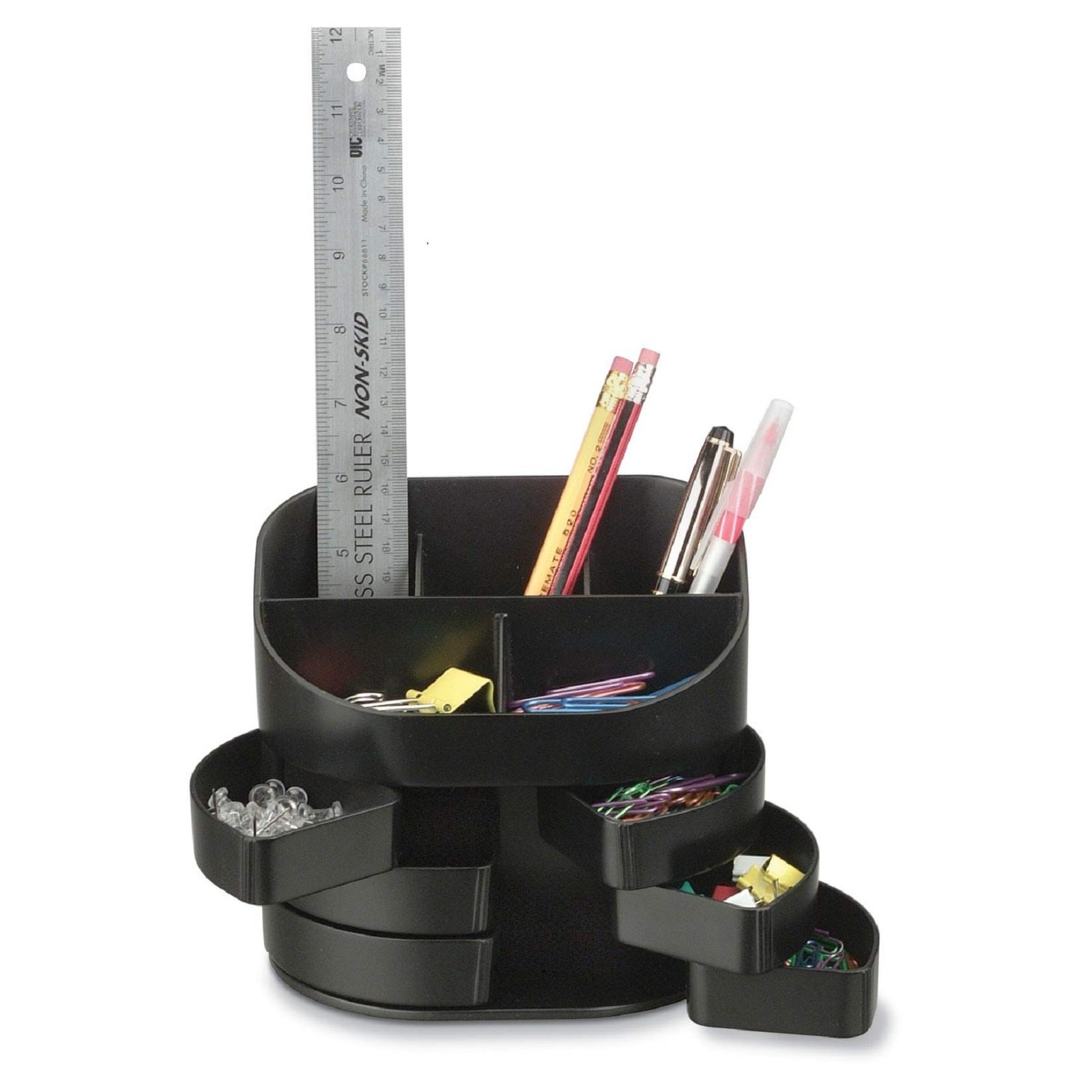 2200 Series Double Supply Desktop Organizer in Black Plastic