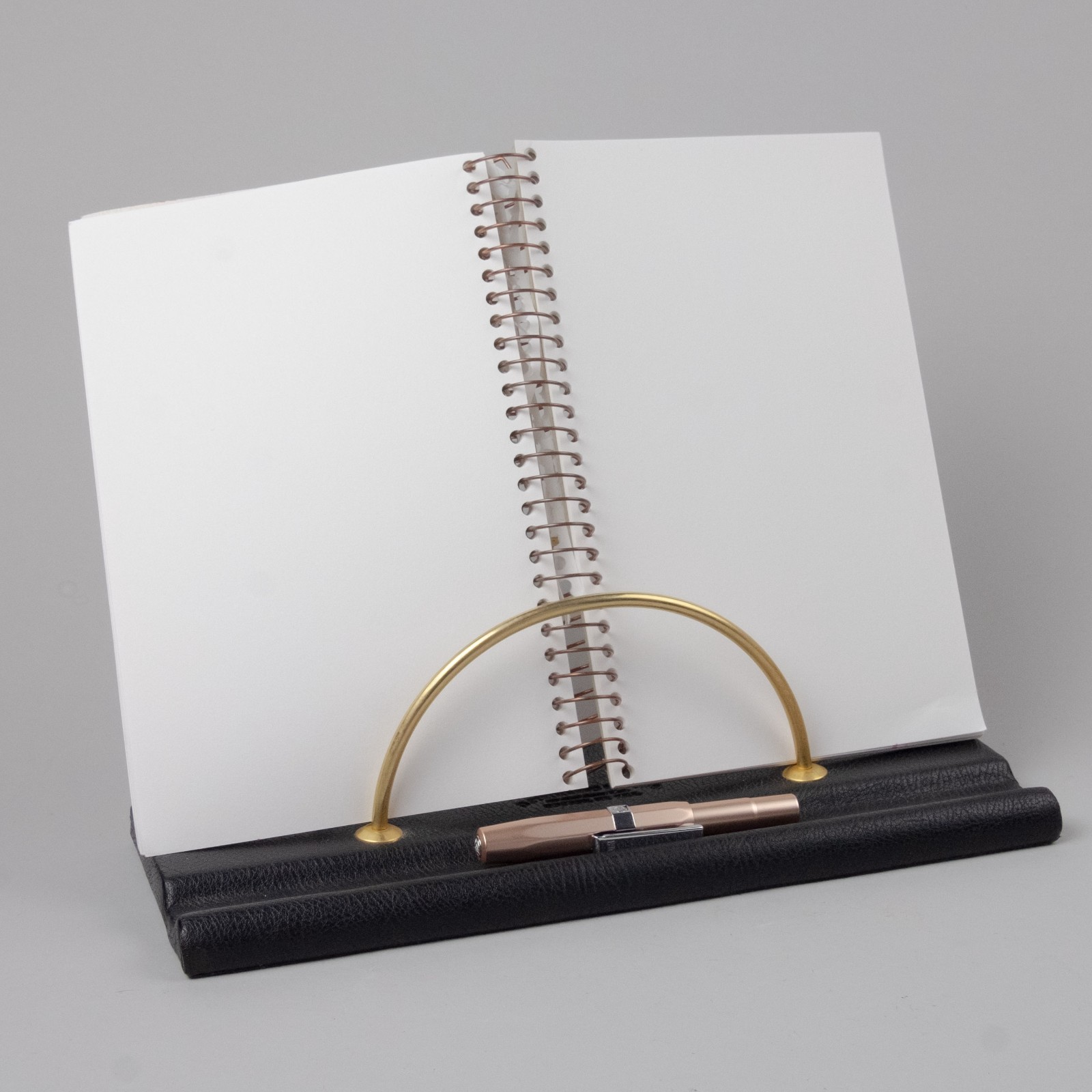 Vtg Letter holder Black Leather And Brass Embossed D. Steinberg & Sons Boston