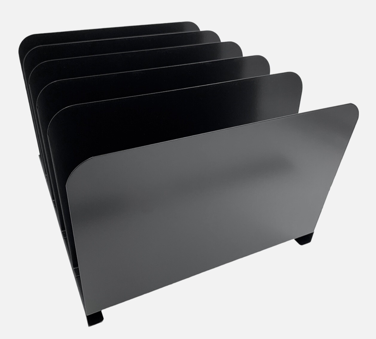 Huron Vertical 5 Slot Steel Desk Organizer/Sorter Black HASZ0145