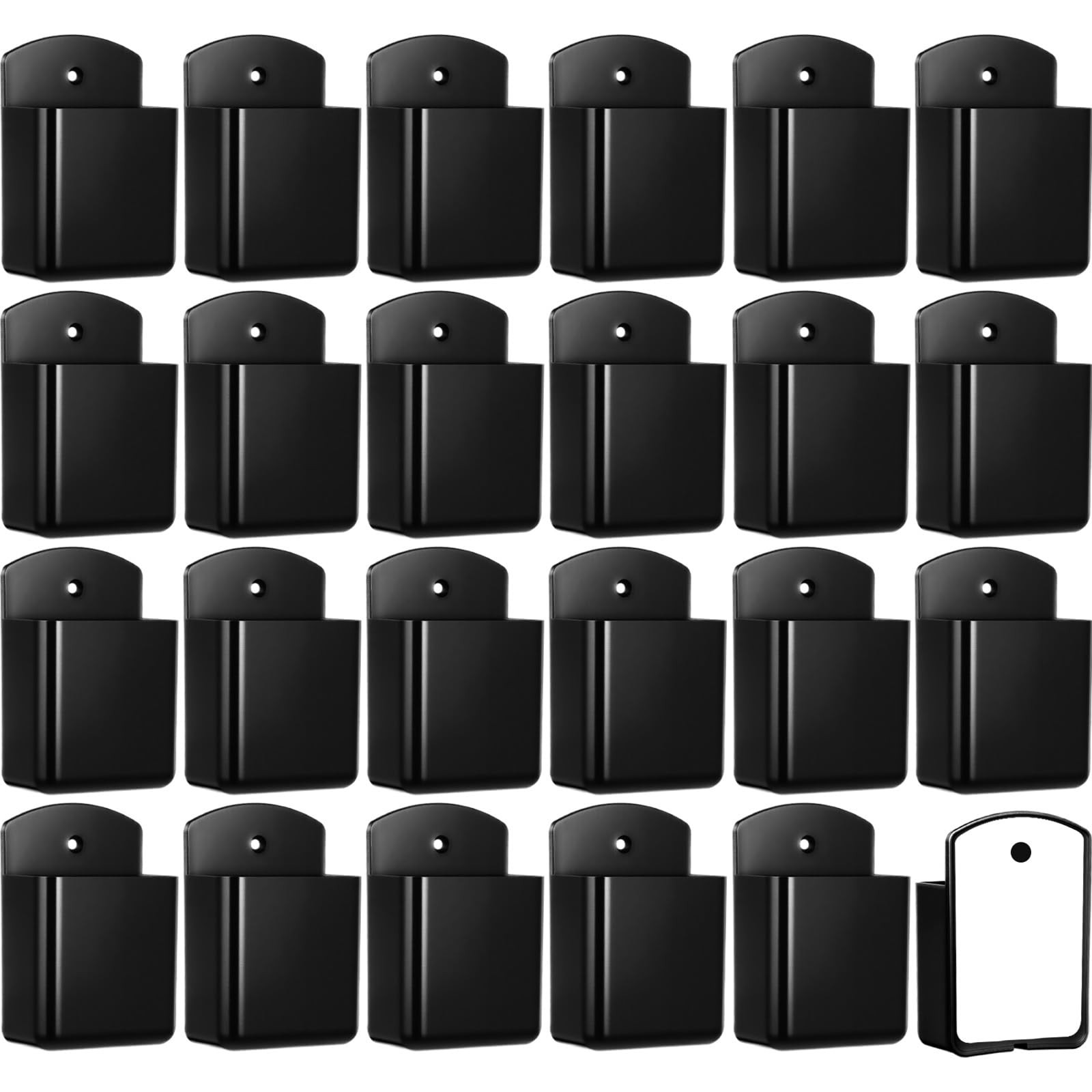 24 PCS Remote Control Holder Wall Mount Self Adhesive TV Organizer Black