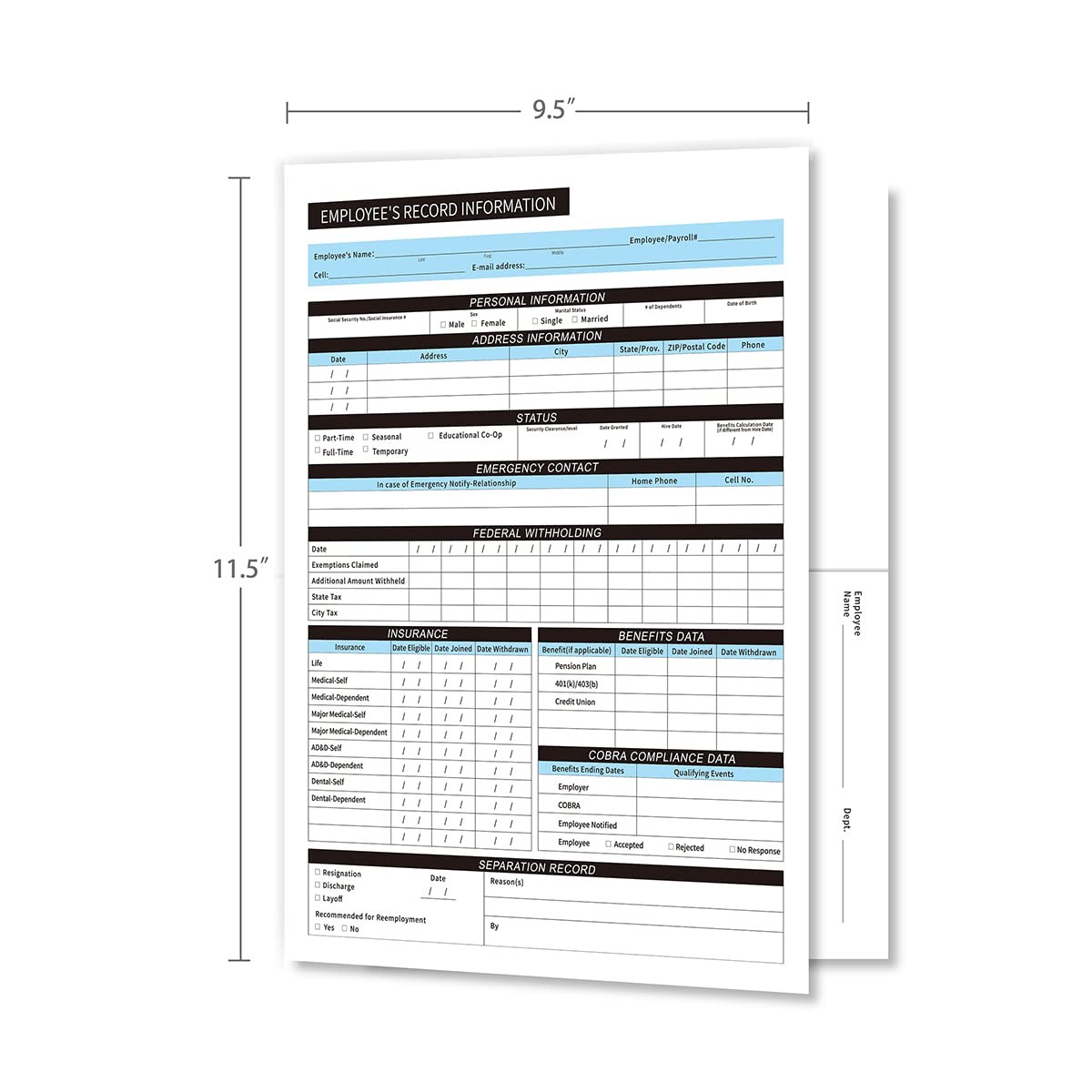 25 Pack Confidential Employee Record Folders High-Capacity Durable Preprinted