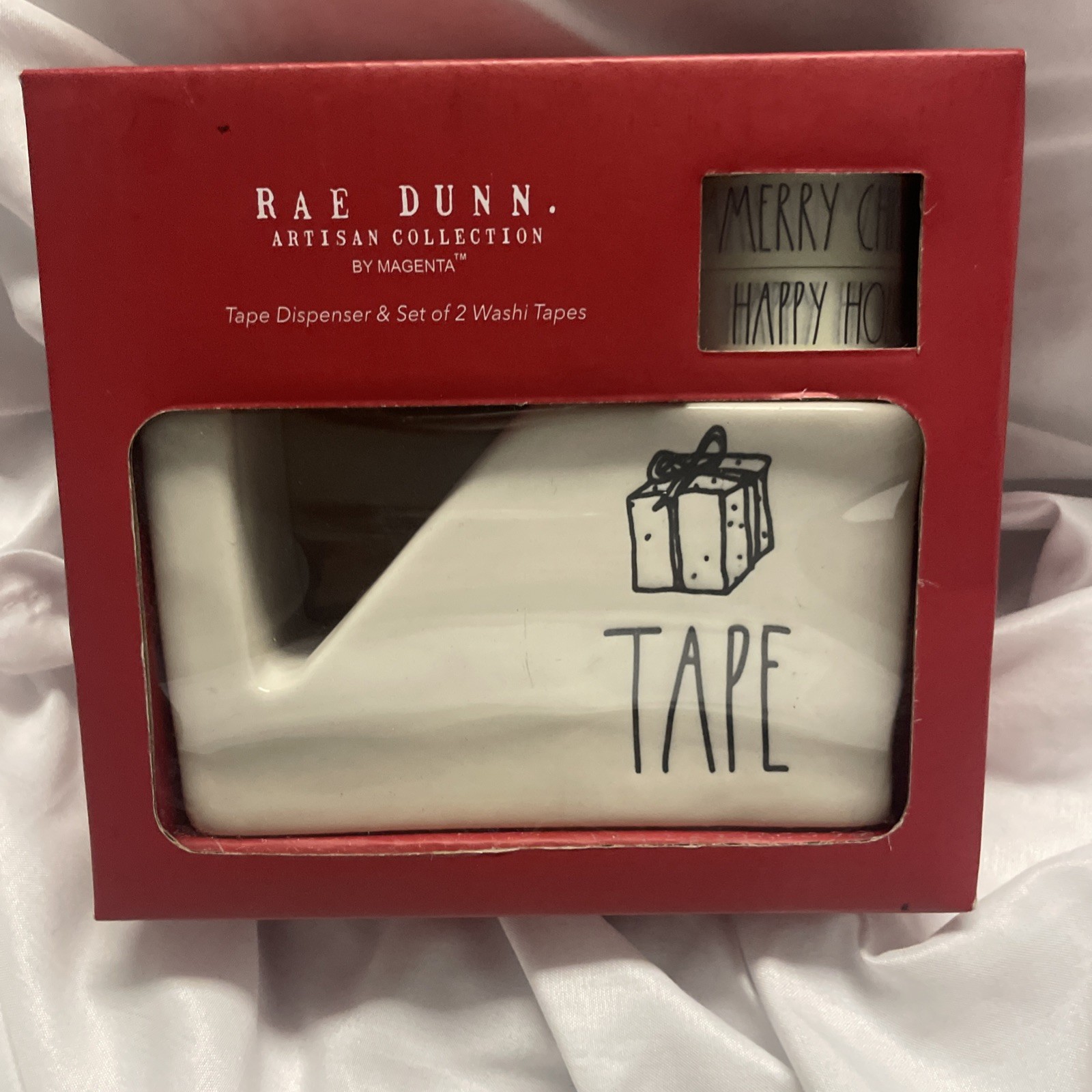 Rae Dunn TAPE Dispenser Rubber Band Tray And Paperclip Tack Tray Office Lot Rare