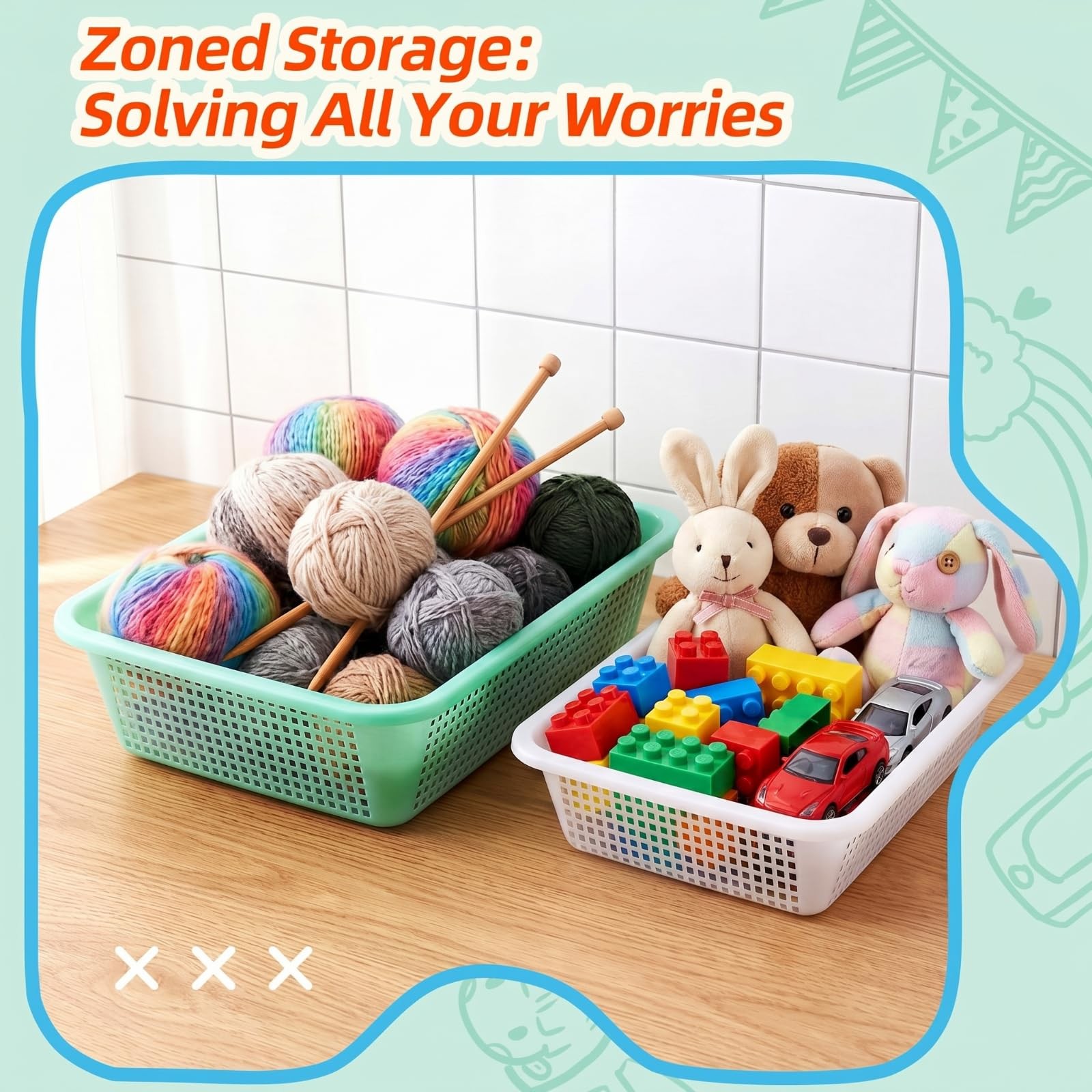 32 Pack Plastic Classroom Storage Baskets Bins, Mixed 2 Size Colorful Organiz…