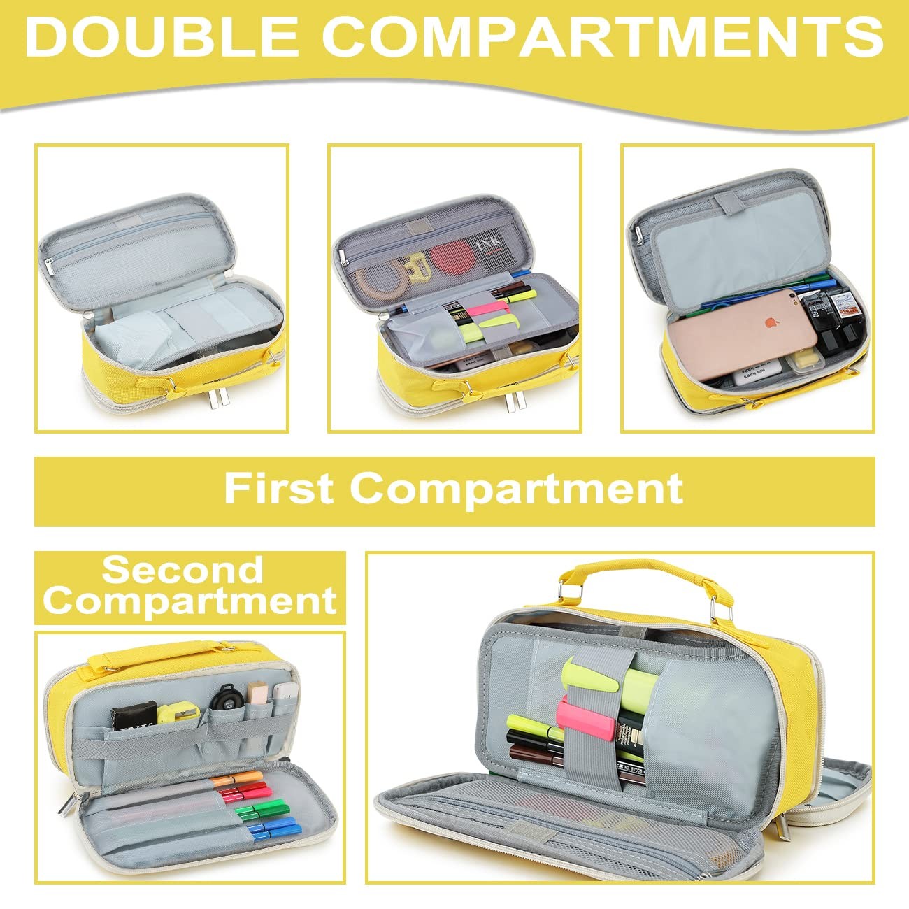 Pencil Case, Big Capacity Pencil Pouch Holder Multiple Compartments Pen Bag O…