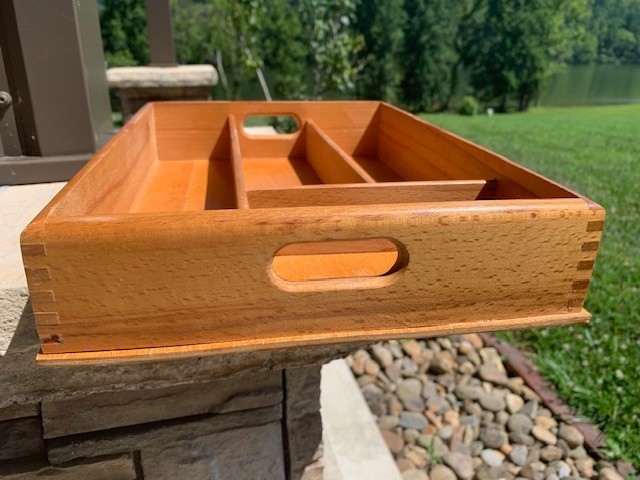 Teak Wooden Organizer Tray Desk Dovetail Drawer 14X9.5X2.5 Kitchen