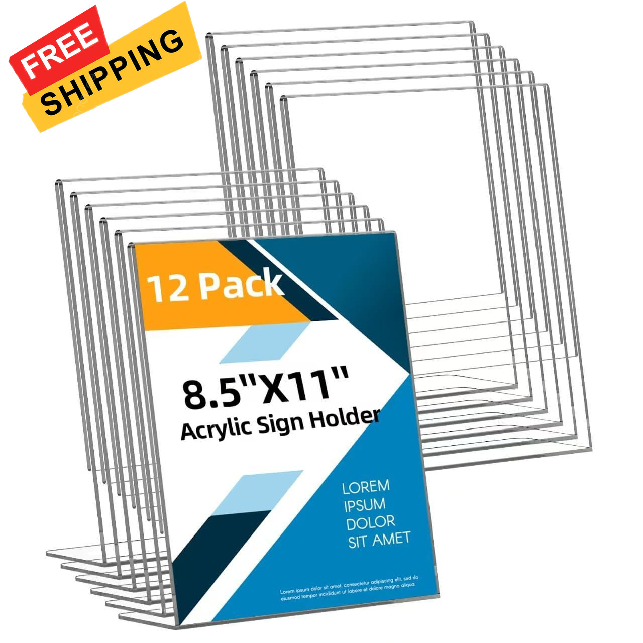12 Pack Acrylic Sign Holder 12 Pack-L Shape-8.5X11, 12 Shape-8.5X11