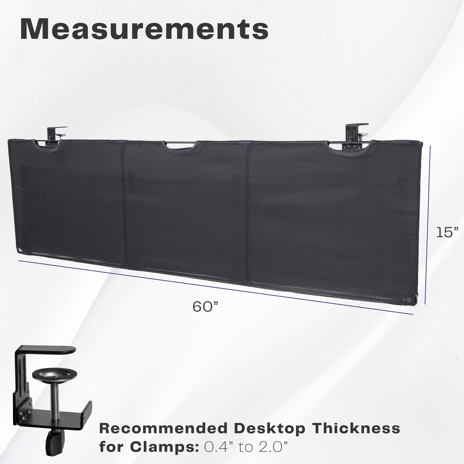 VIVO Black Clamp-on 60″ Privacy & Cable Management Sleeve Panel Kit for Desk