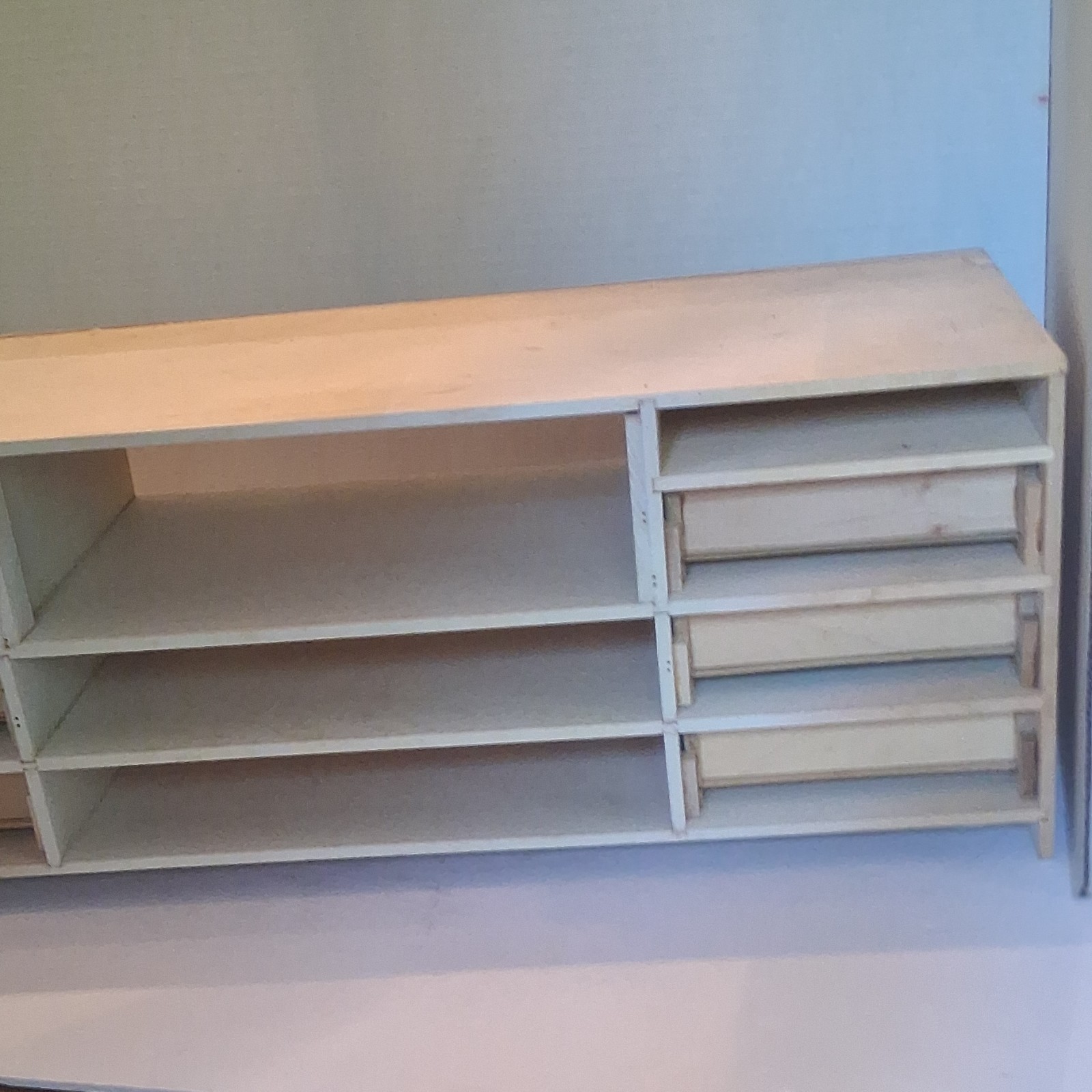 Wood Desktop Organizer Storage Unit with Drawers and Open Shelves