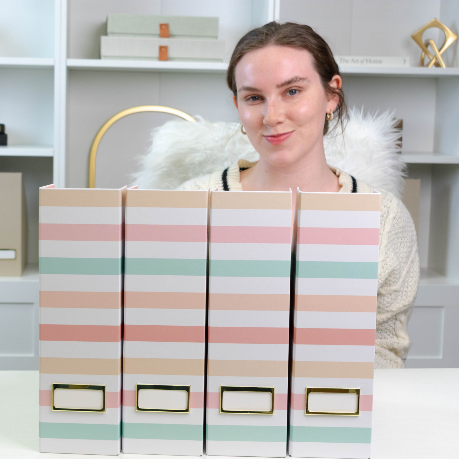 Foldable Magazine Holders in Pastel Stripes-Cardboard Vertical Organizer