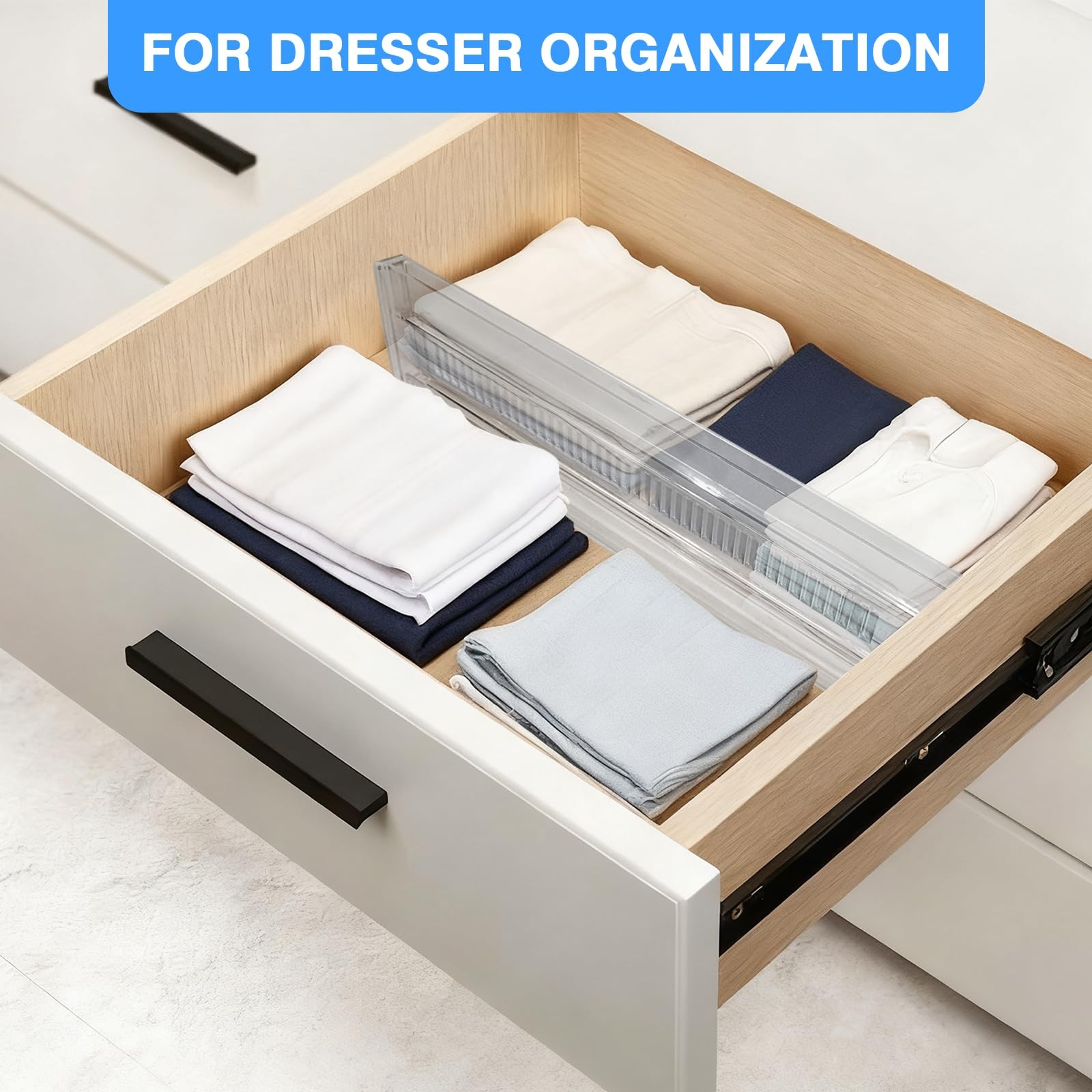 Biytyc 3-Pack Clear Drawer Organizer, Adjustable & Expandable Drawer Divider …