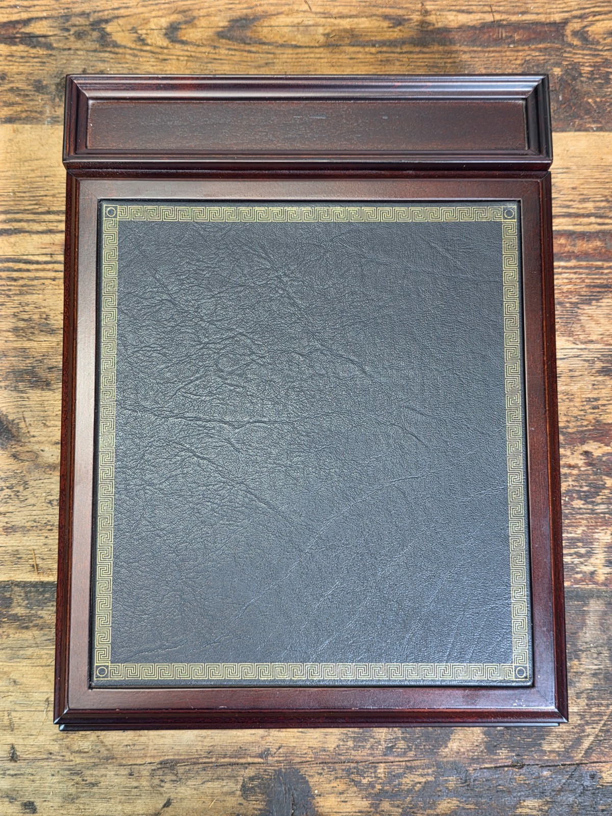 Bombay Company Wood Writing Box Lap Desk Organizer Slant Top Green Faux Leather