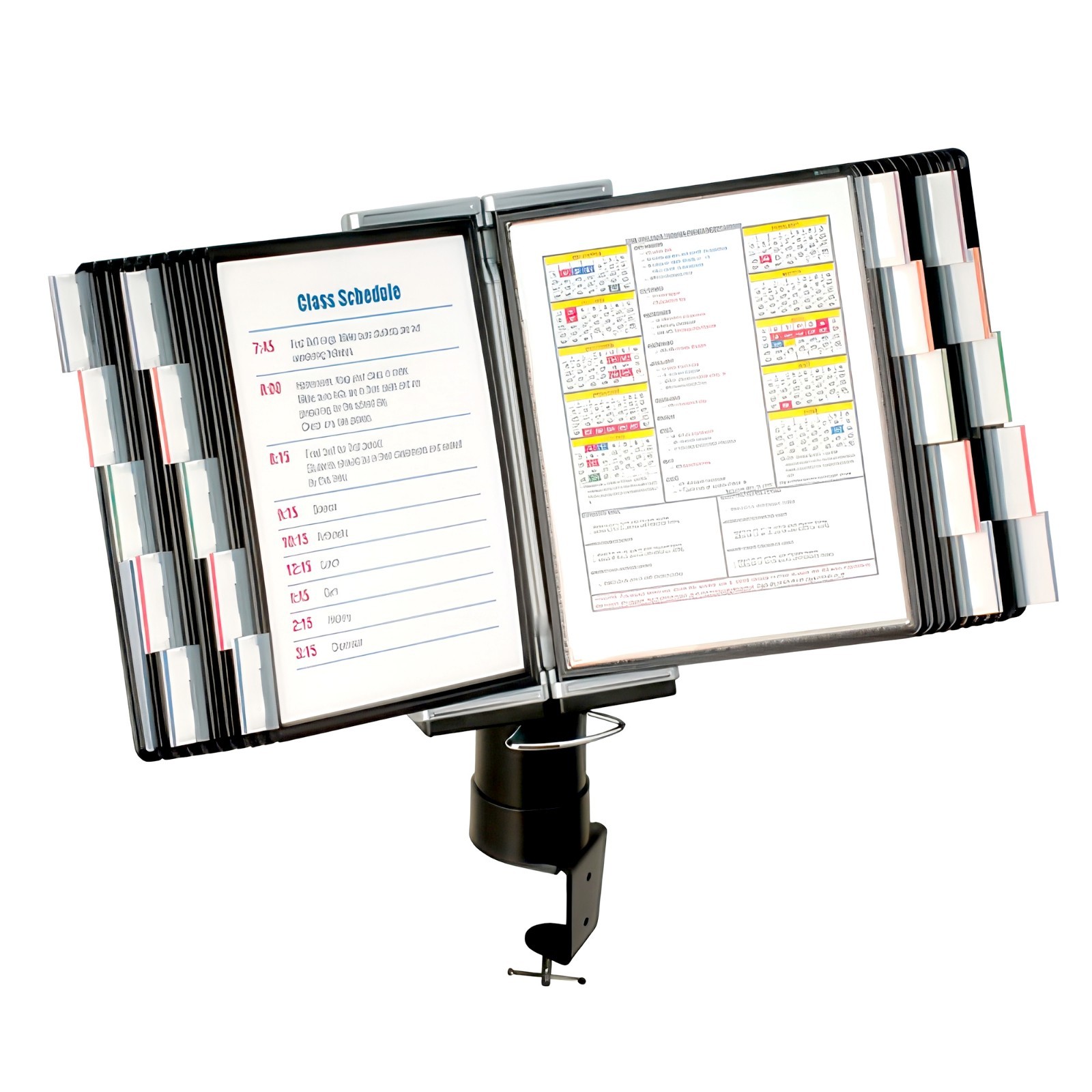 Aidata Flip & Find Flex Arm Desk Clamp Reference Organizer 10 Panels FDS010L New