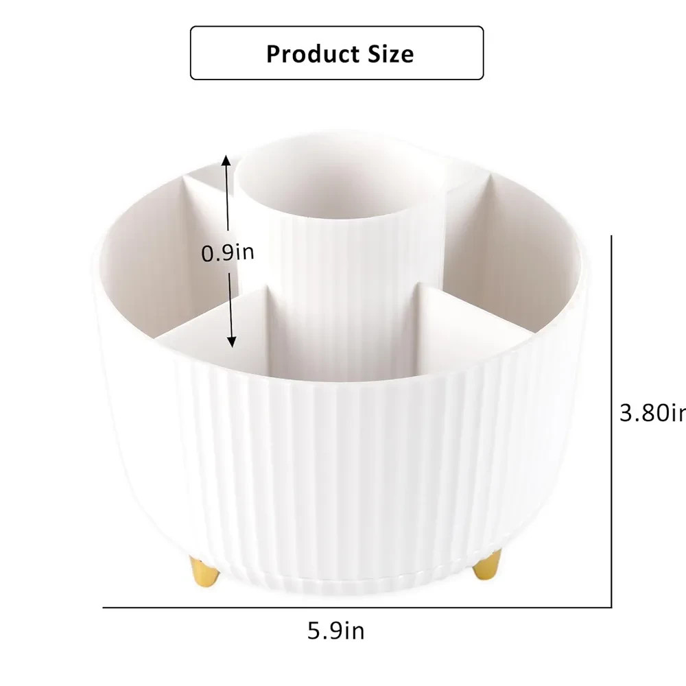 360°Rotating Desk Organizer 5-Slot Pen,Makeup & Kitchen Utensil Holder,Multiuse