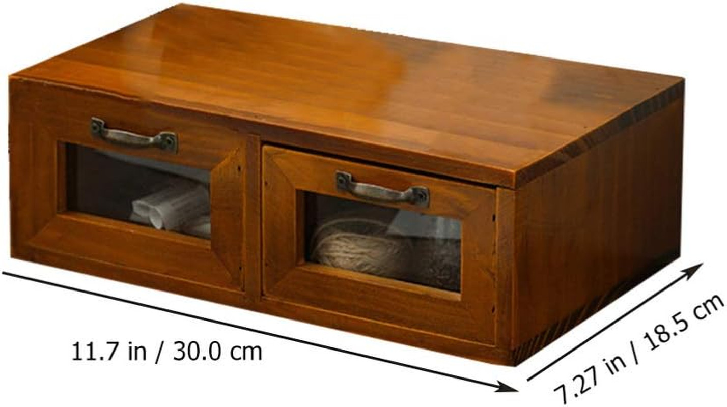 Stylish Bamboo Wood Desk Organizer with 2 Drawers for Home or Office