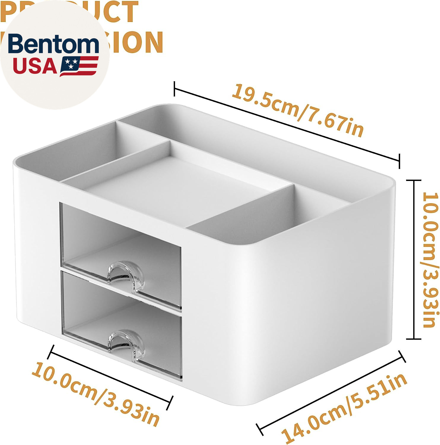 Pen Organizer with 2 Drawer, Multi-Functional Pencil Holder for Desk, Desk Organ