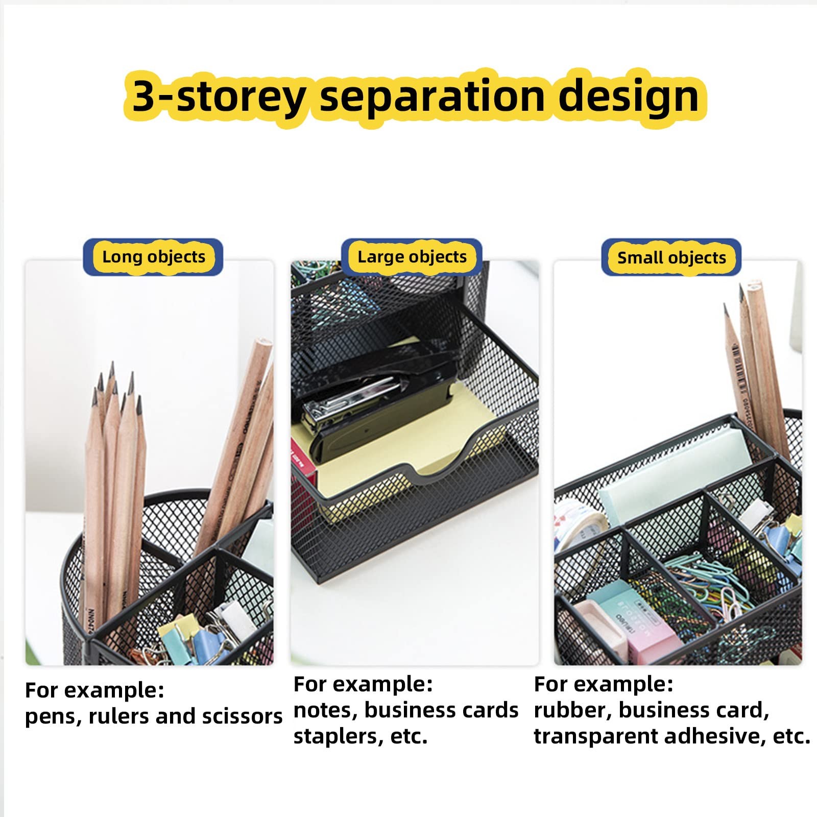 Jaugufiy Desk Organizer Mesh Desktop Office Supplies Large, Black