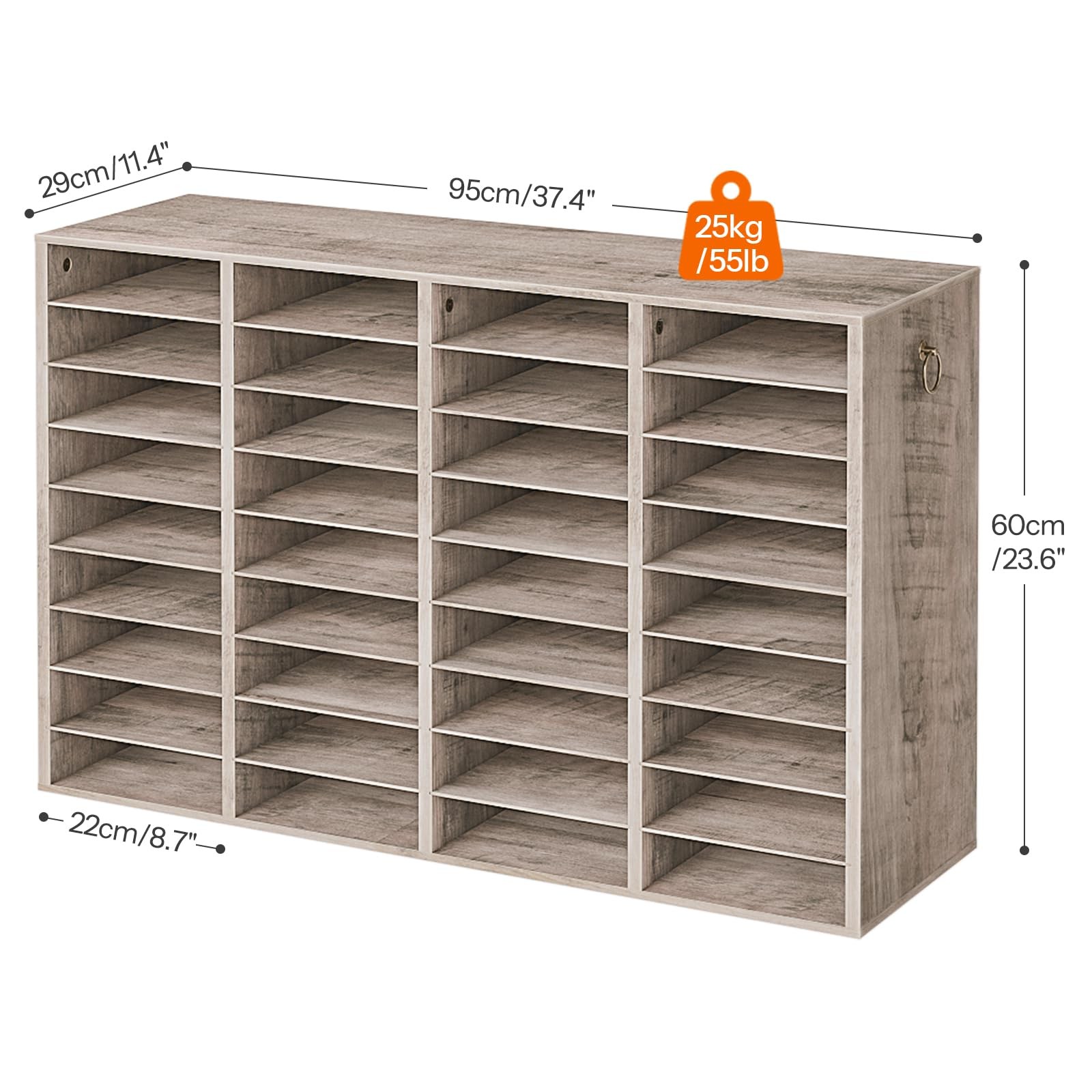 Wooden Literature Organizer, 36-Slot Mail Sorters, Removable Classroom Mailbo…