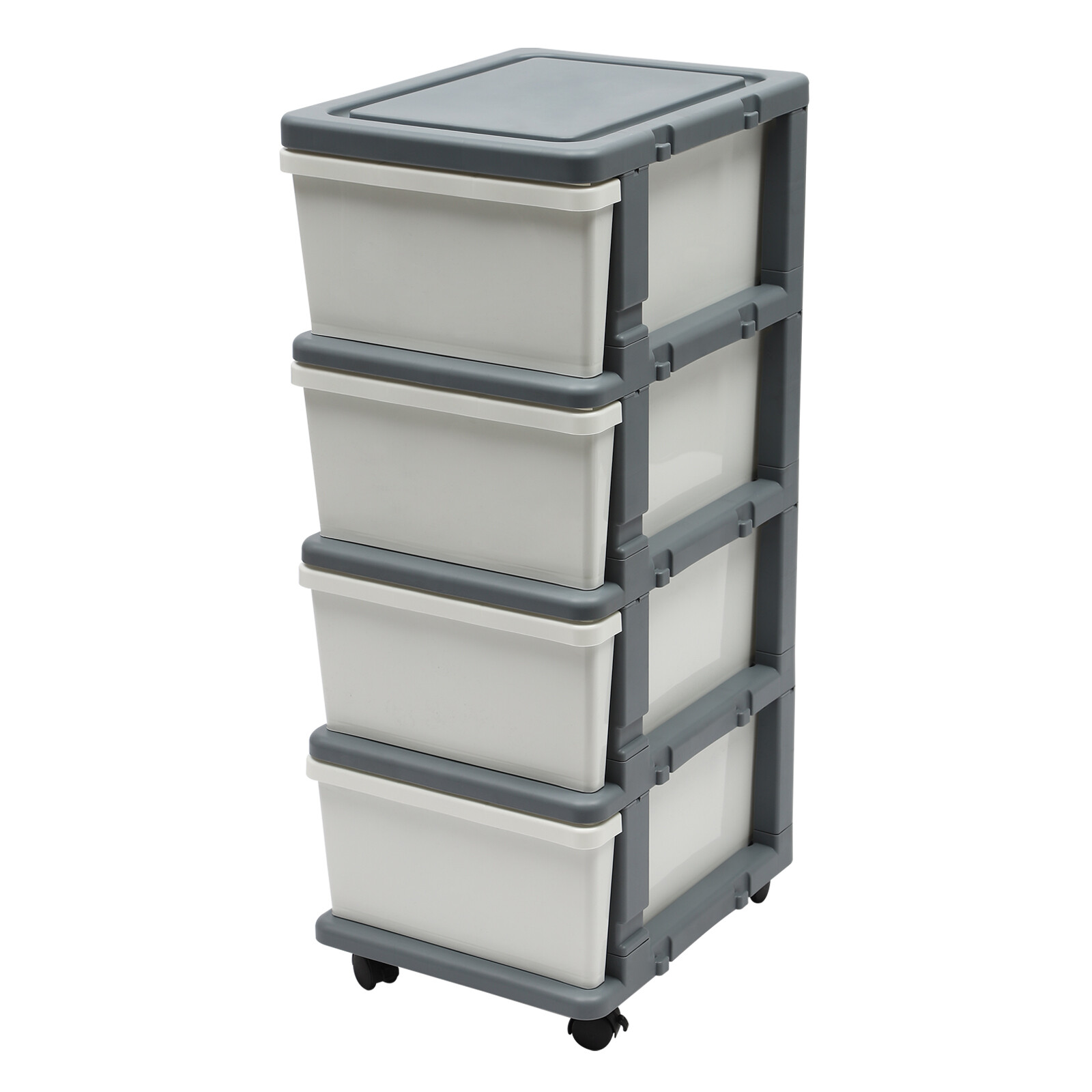 Office White Grey 4 Drawer Storage Cabinet Mobile Rolling Organizer with Wheels