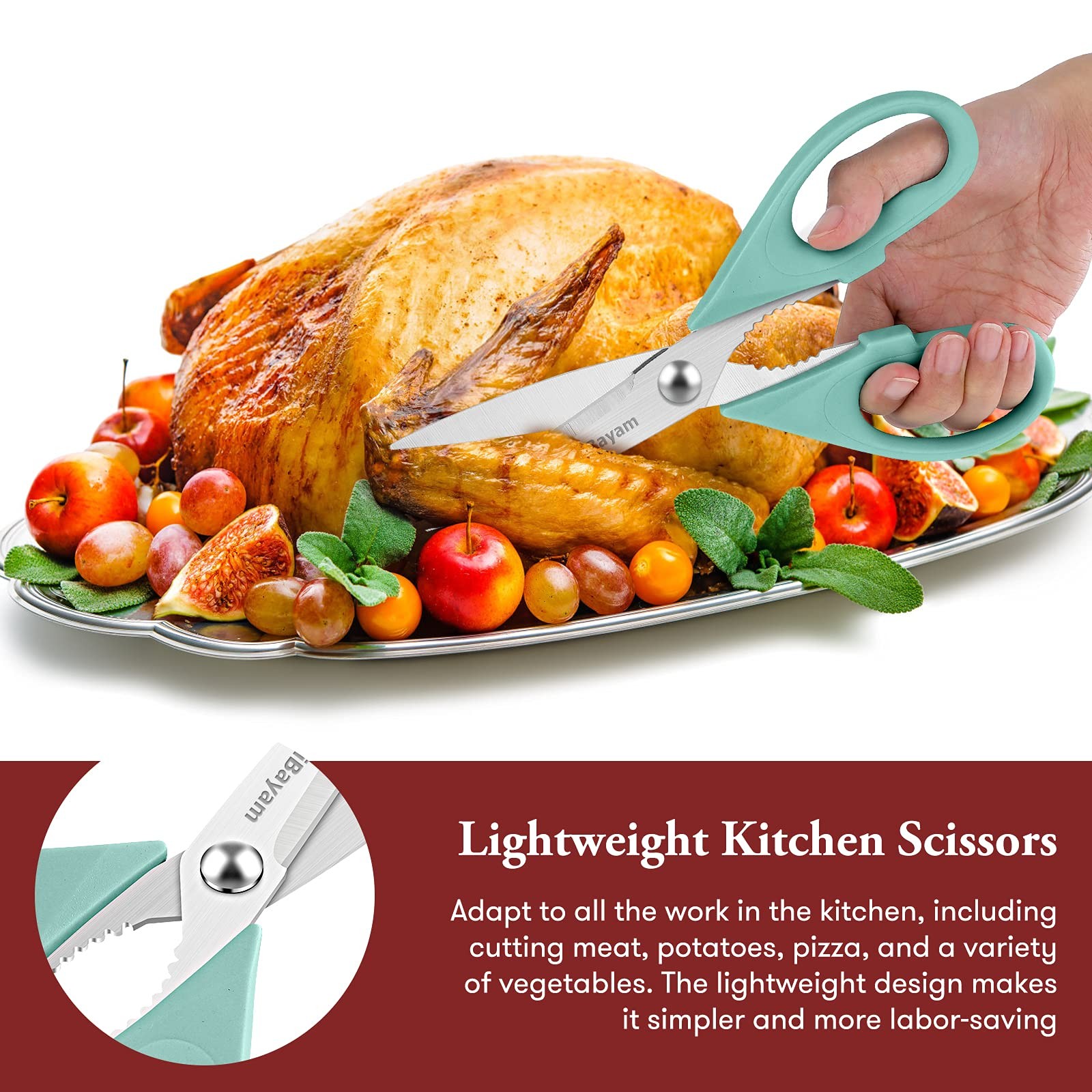 Shears Kitchen | 2 Pack | 8.5 Inch | Stainless Steel | Black