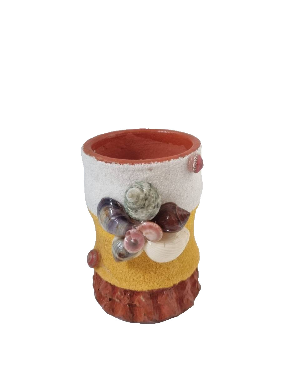 Seashell Pen Pencil Holder Craft Beach Coastal Desk Organizer Shell Art Cup 3″