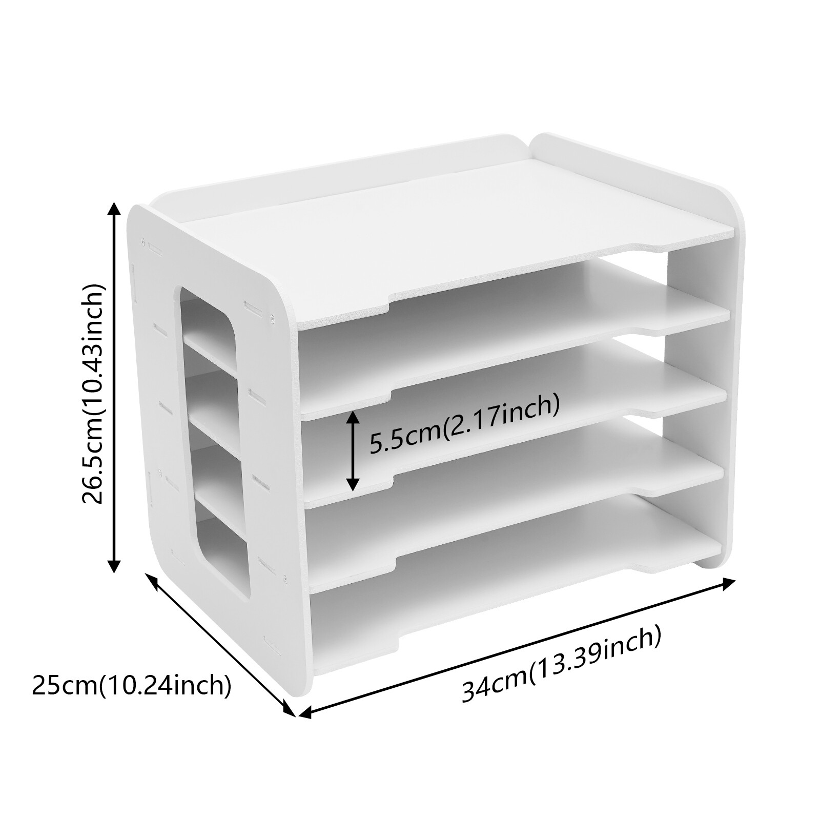 Letter Tray Organizer Desktop Storage Box 5-Tier Vertical Book Shelf DIY Shelf
