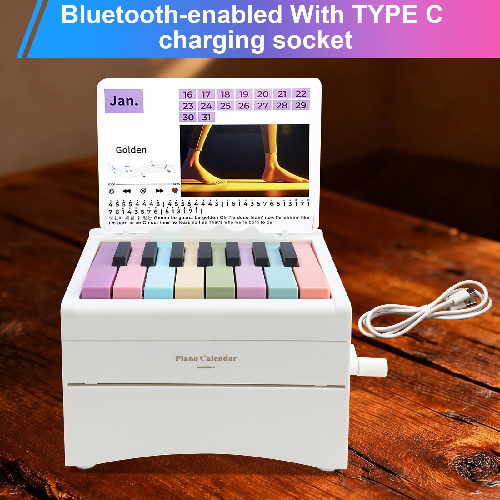 Piano Calendar 2026 Desk Calendar, Magical Music Themed White – Hunters