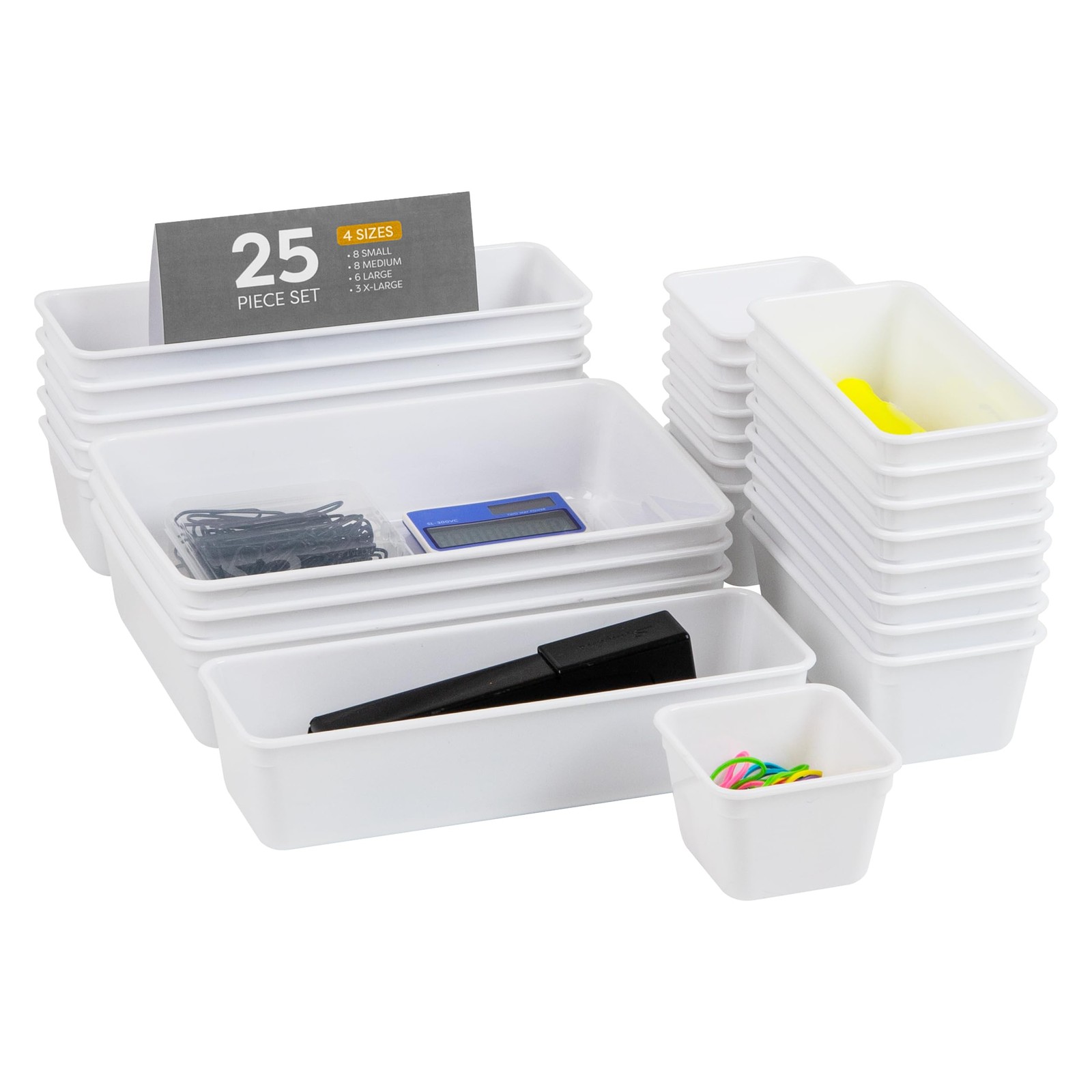 Mind Reader 25-Piece Drawer Organizer Set Storage Trays For Kitchen Bathroom